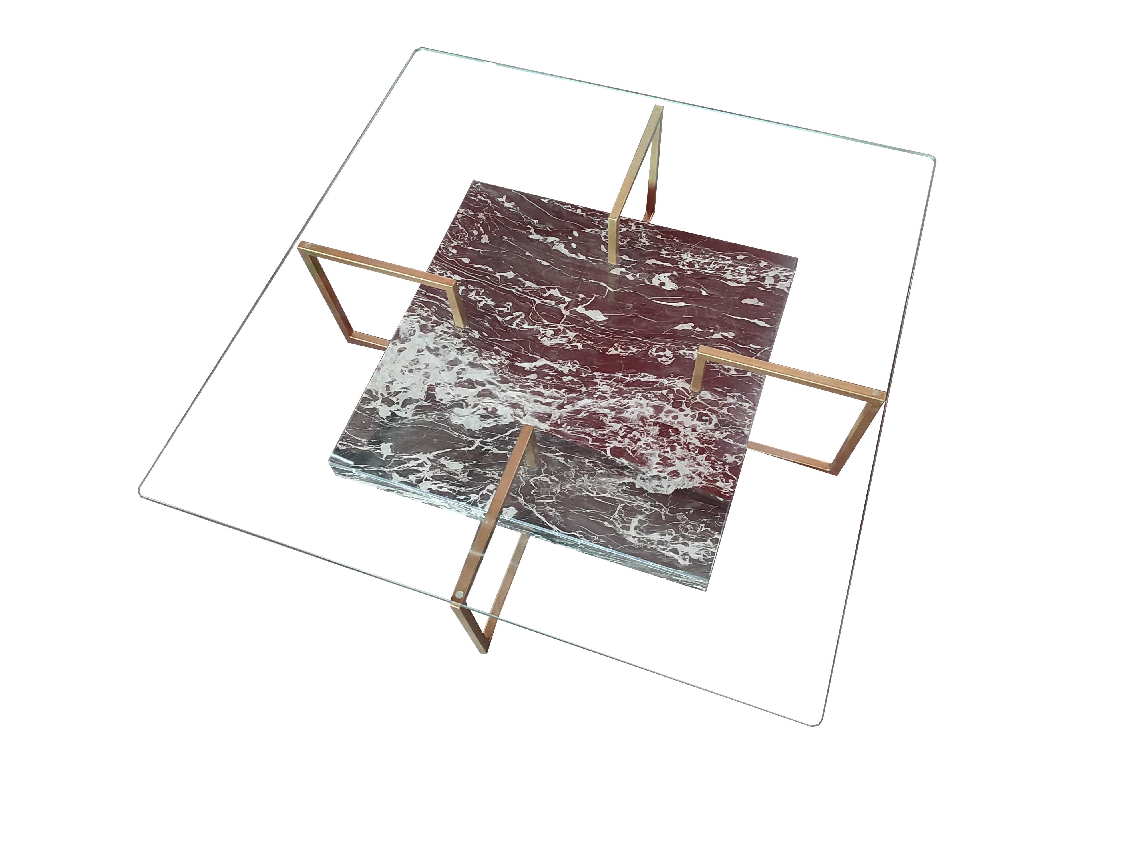 Palse Coffee Table Portoro Marble, Iron, Crystal Contemporary Design Spain Stock For Sale 5