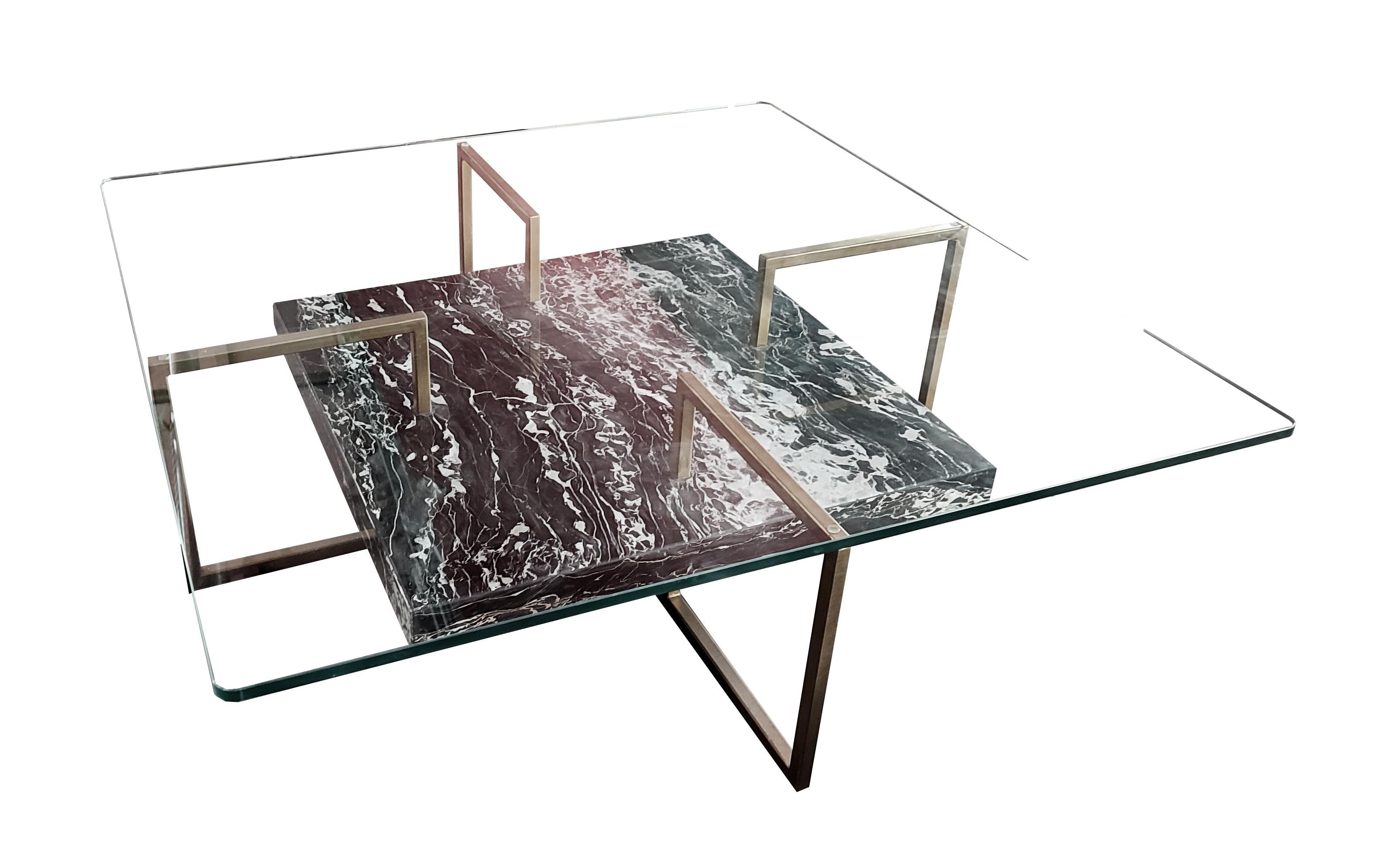 Palse Coffee Table Portoro Marble, Iron, Crystal Contemporary Design Spain Stock For Sale 1