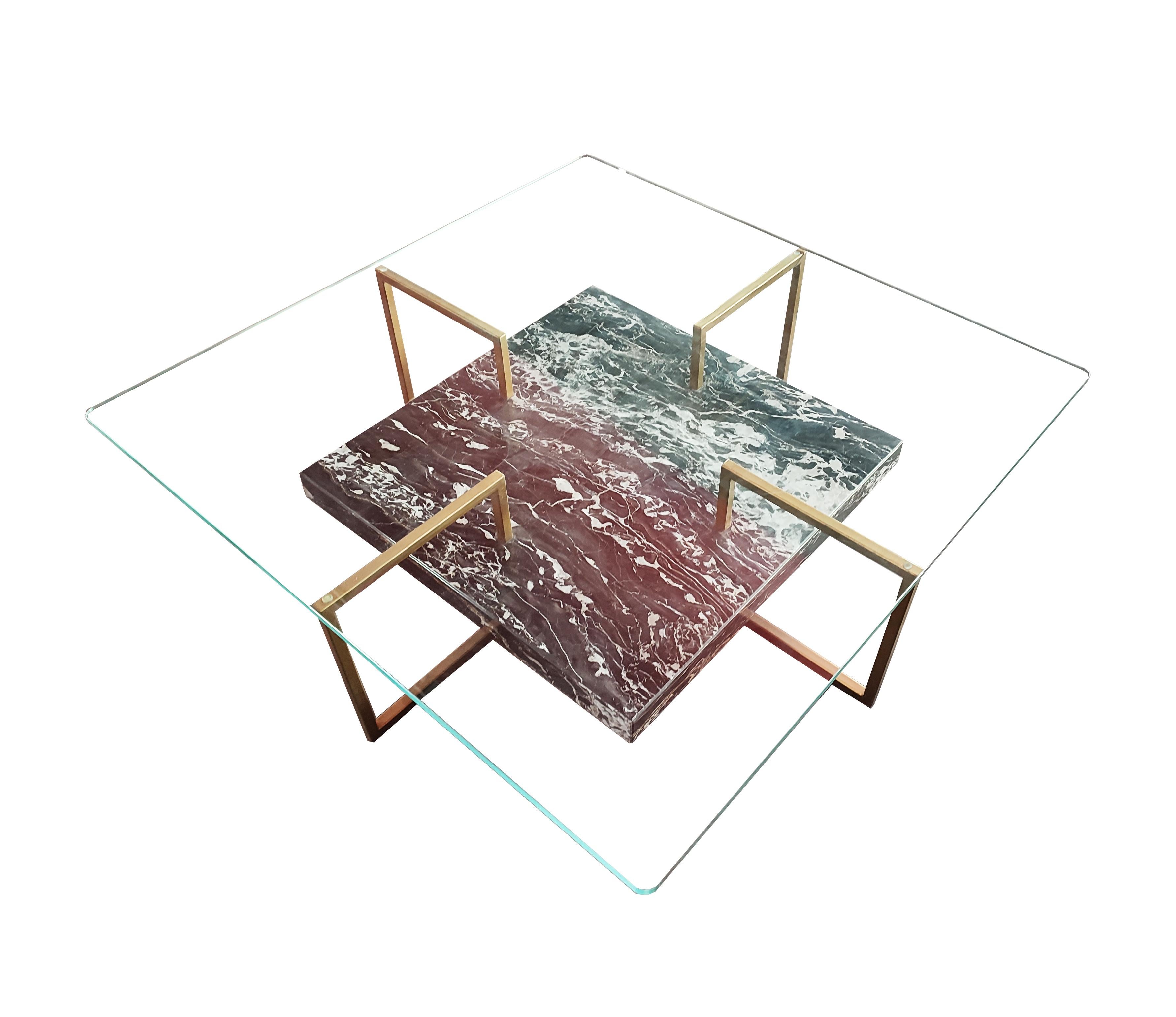 Palse Coffee Table Portoro Marble, Iron, Crystal Contemporary Design Spain Stock For Sale 2