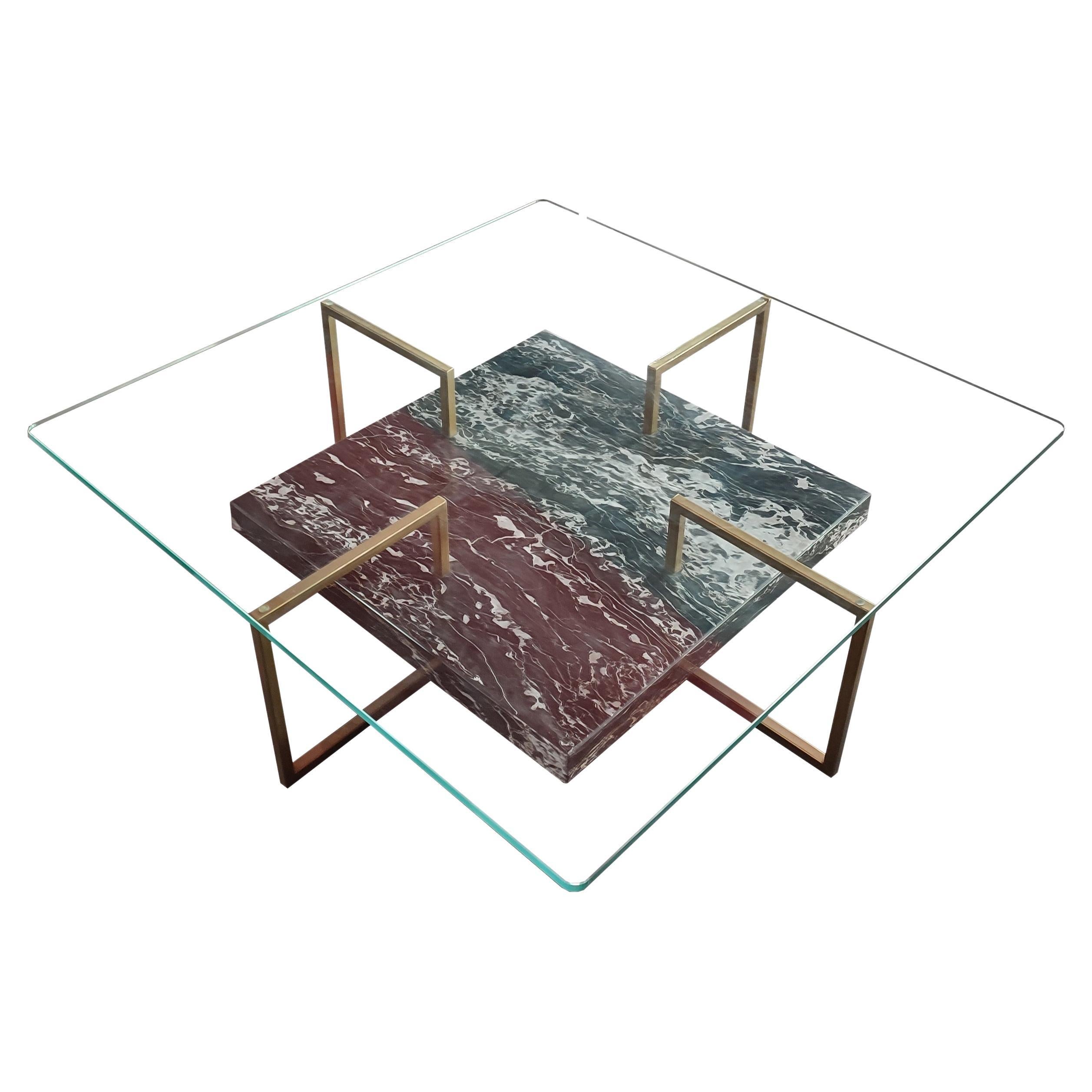 Palse Coffee Table Portoro Marble, Iron, Crystal Contemporary Design Spain Stock For Sale