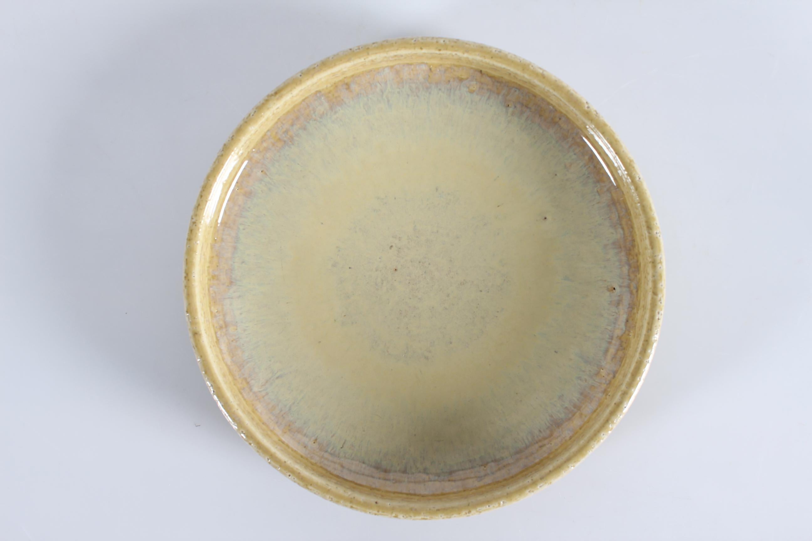Mid-Century Modern Palshus Ceramic Bowl Yellow Glaze by Per Linnemann-Schmidt Danmark 1960s