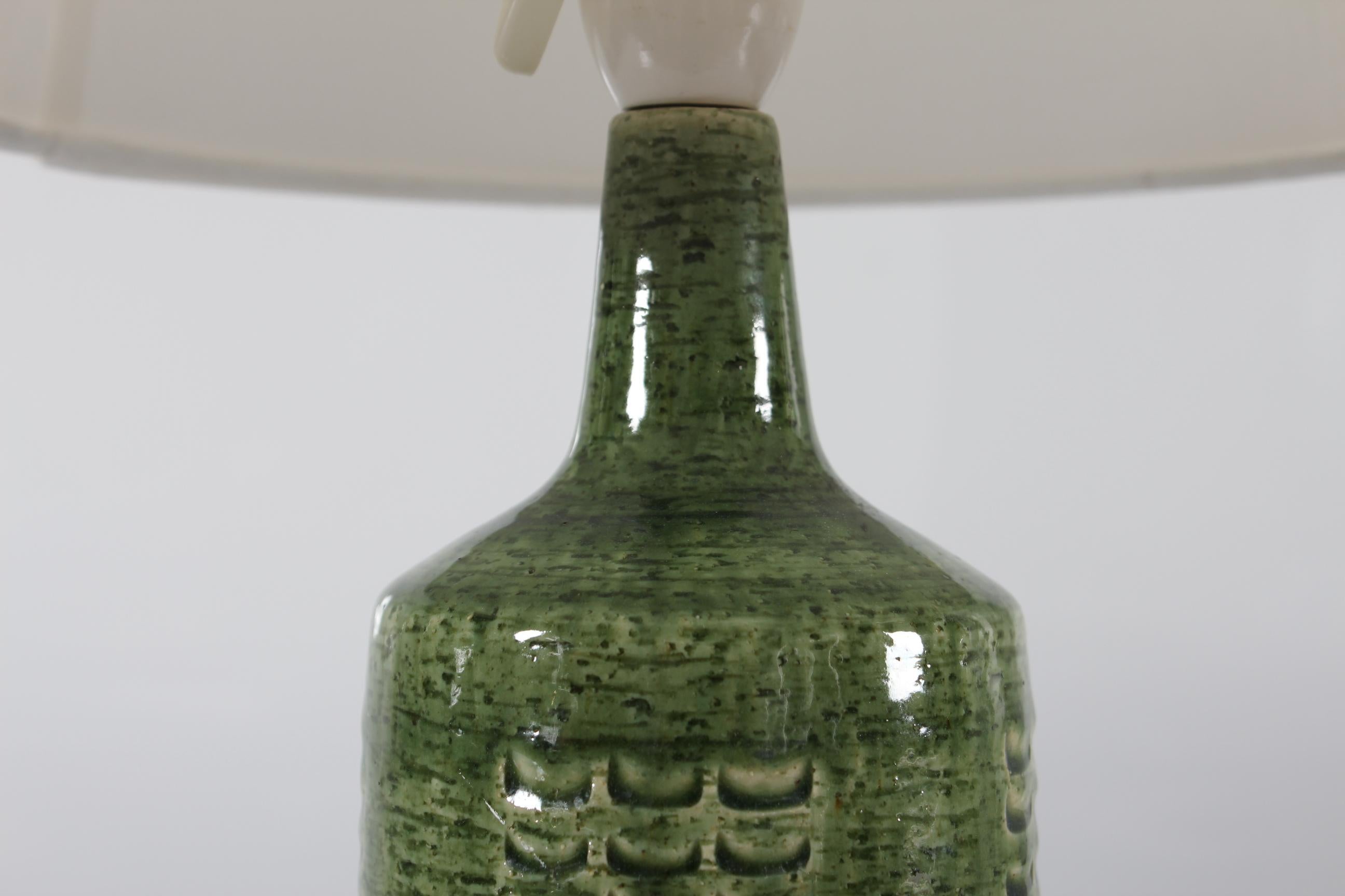 Mid-Century Modern Palshus Ceramic Table Lamp with Apple Green Glaze Apls Danish Mid-Century 1960s For Sale