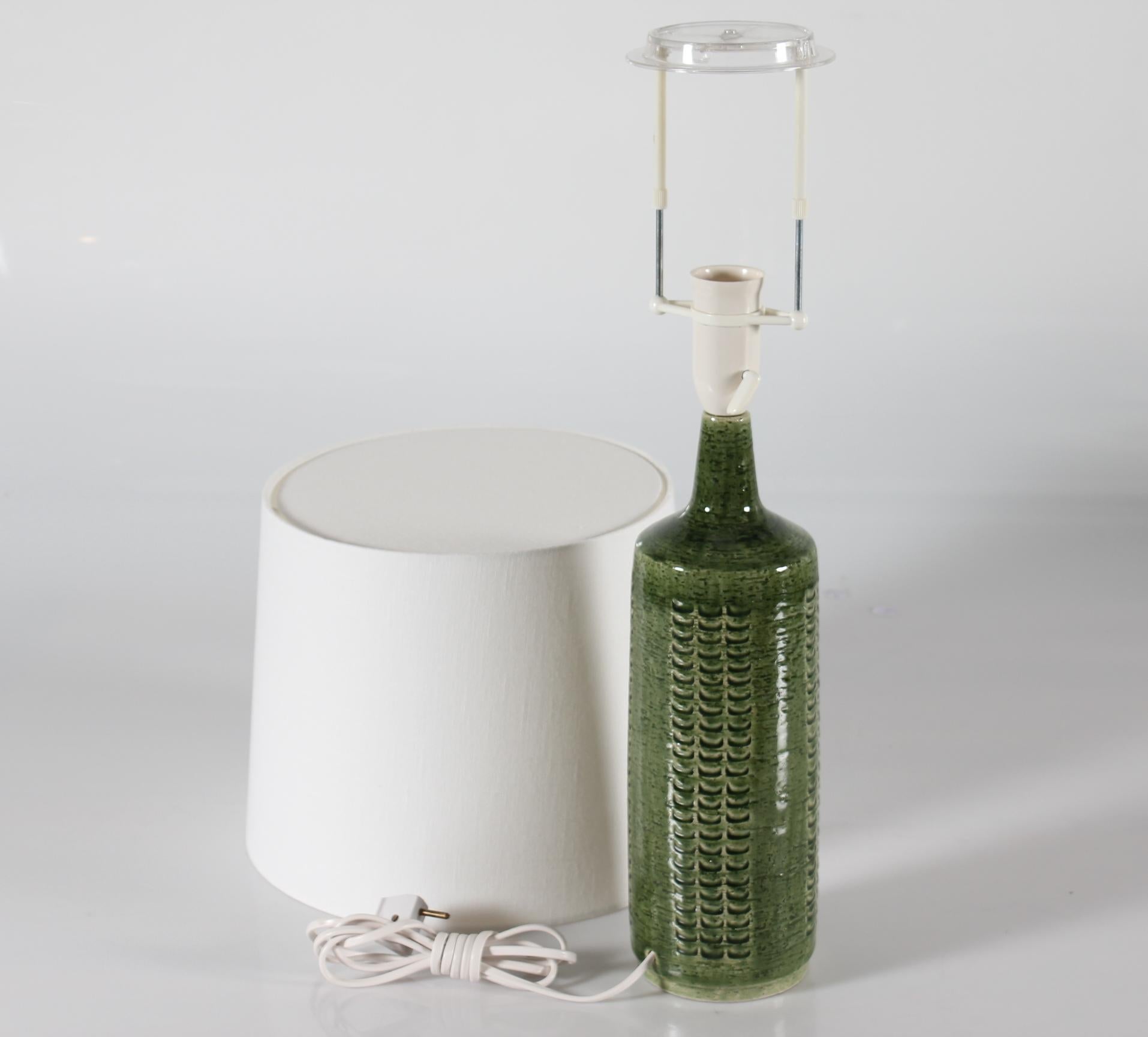 Palshus Ceramic Table Lamp with Apple Green Glaze Apls Danish Mid-Century 1960s For Sale 3