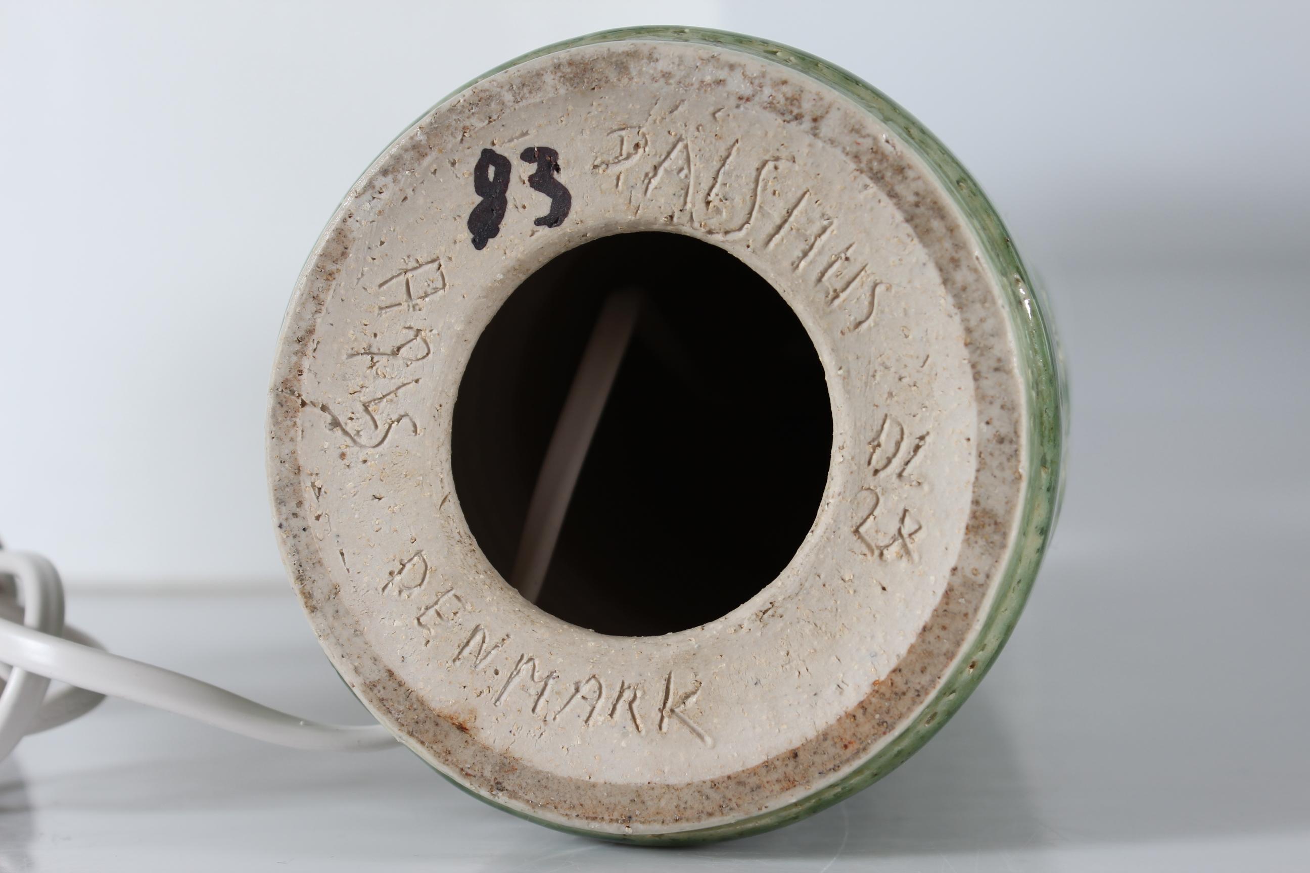 Lampe de bureau en céramique Palshus avec abat-jours à glaçure vert pomme, danoise, milieu du siècle 1960 en vente 2