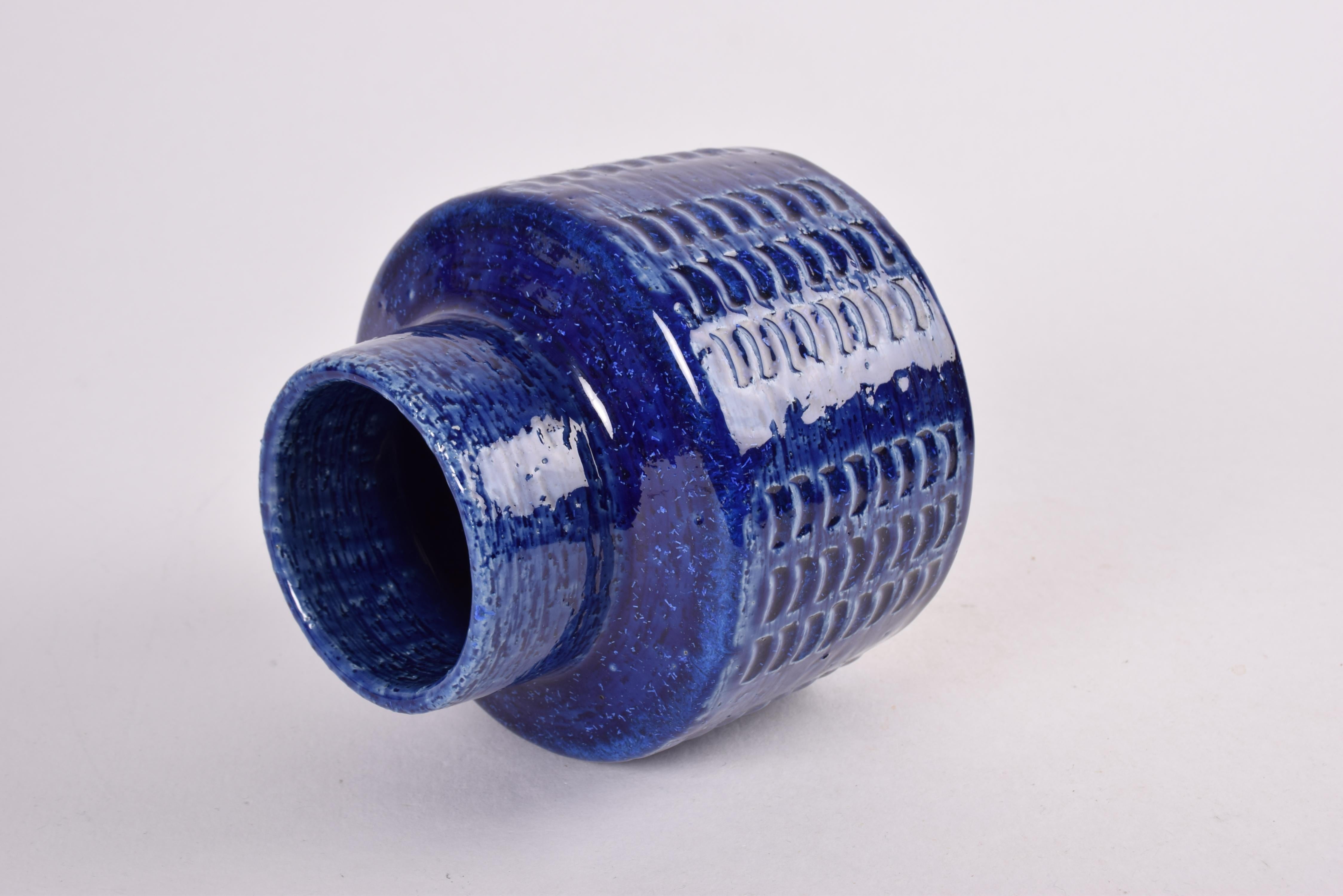 Scandinavian Modern Palshus Ceramic Vase Cobalt Blue by Per Linnemann-Schmidt, Danish 1960s For Sale