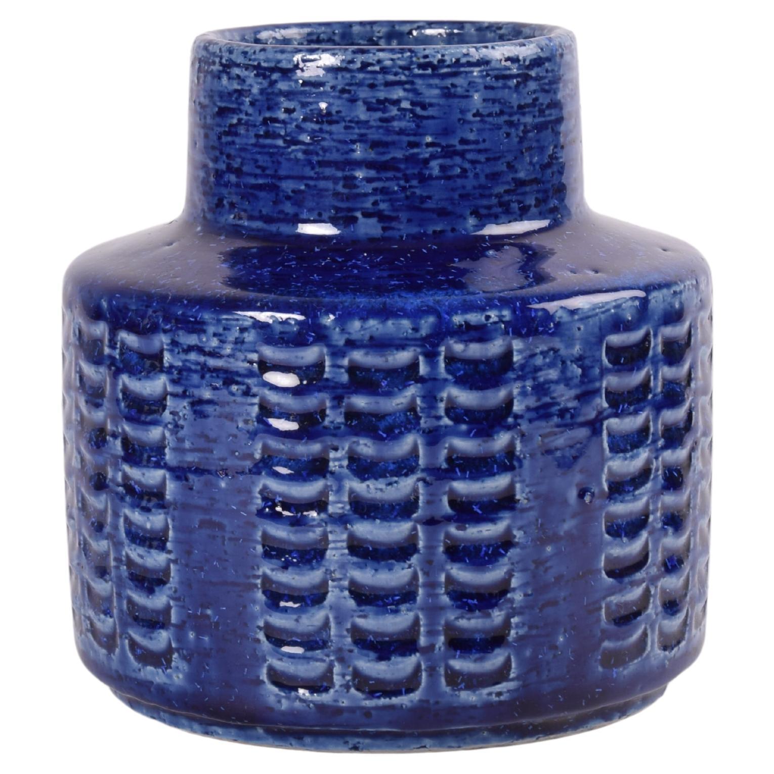 Jarrón de cerámica Palshus azul cobalto de Per Linnemann-Schmidt, Dinamarca Años 60