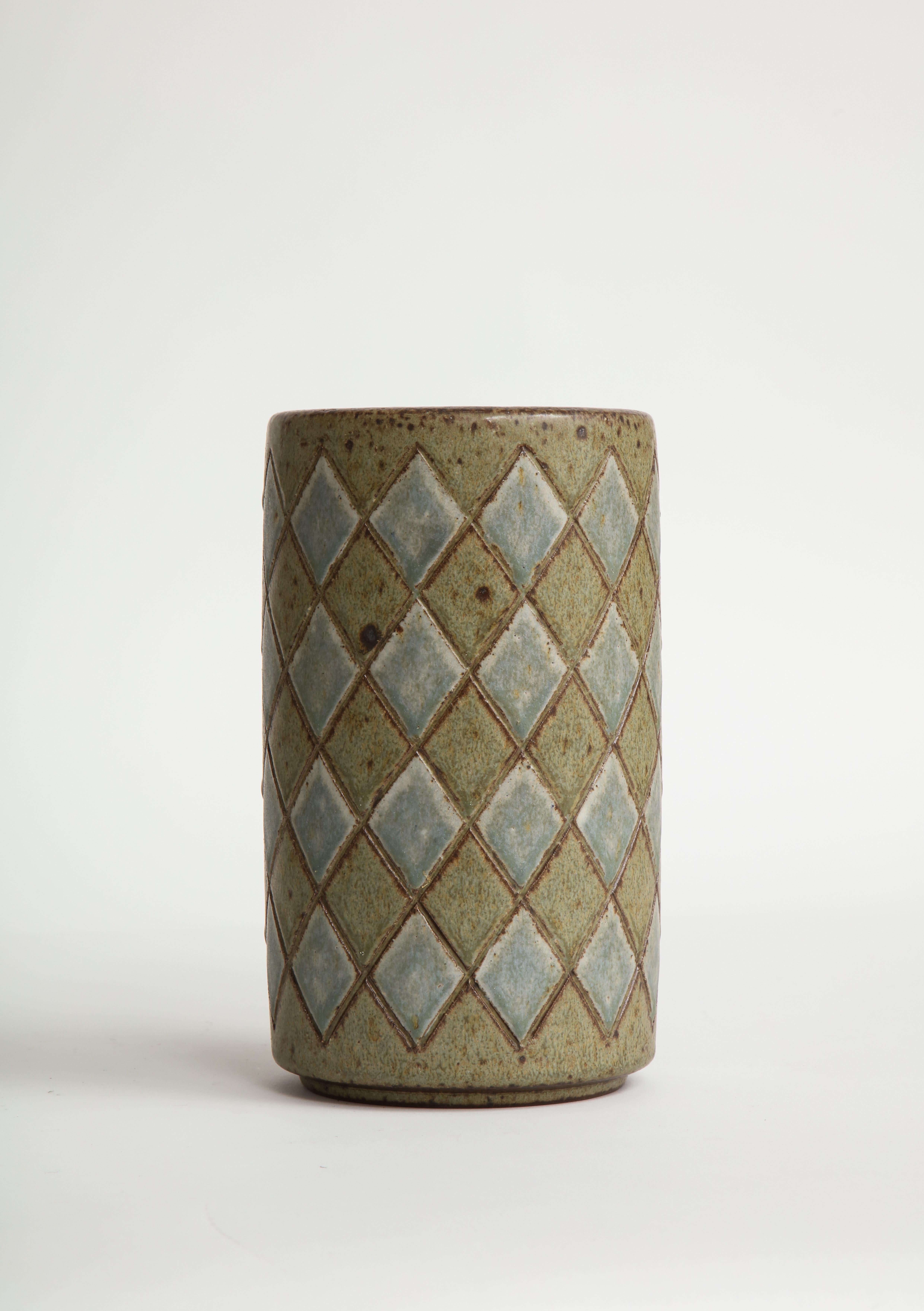 Mid-Century Modern Palshus Denmark, Diamond Patterend Vase