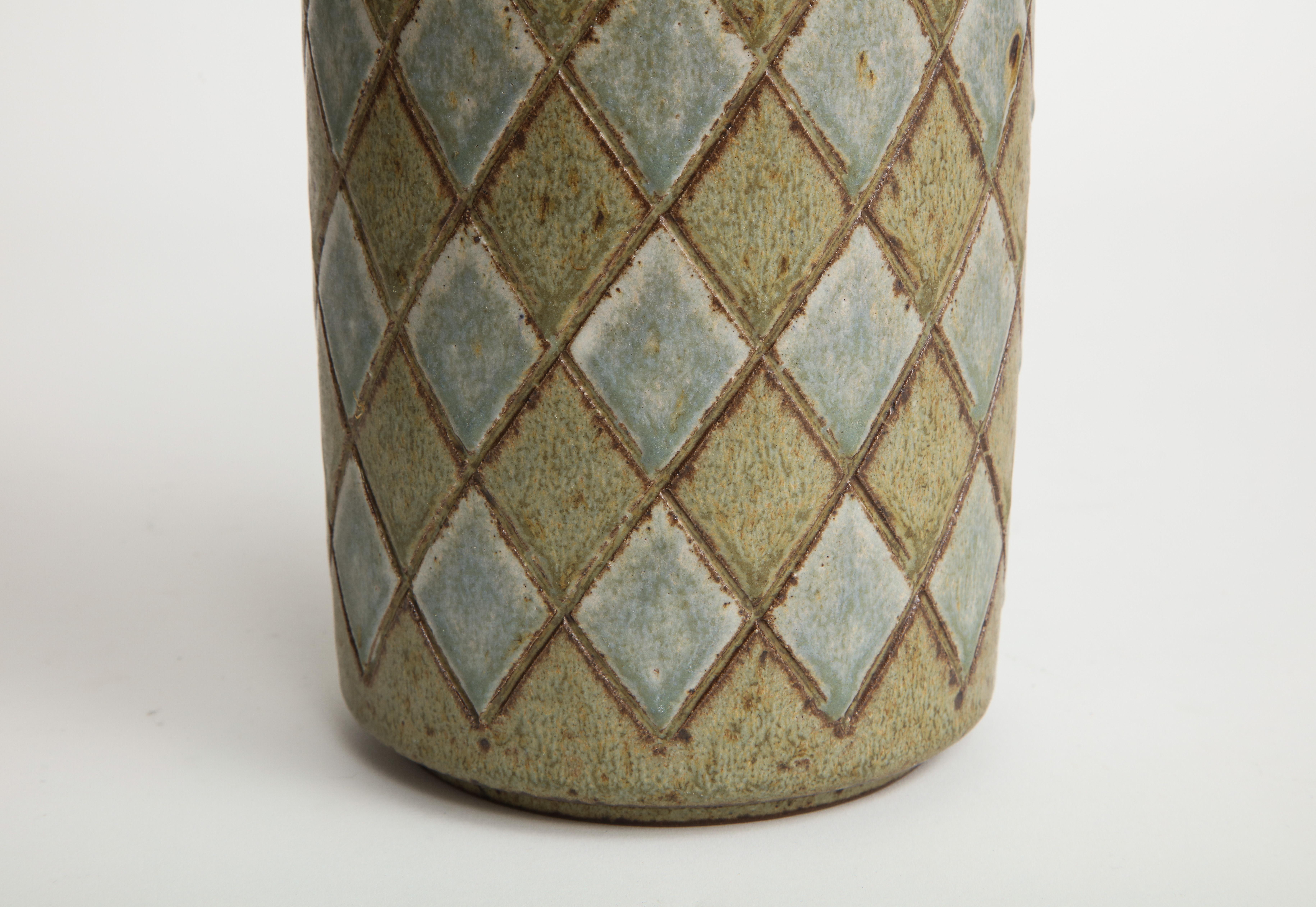 Glazed Palshus Denmark, Diamond Patterend Vase
