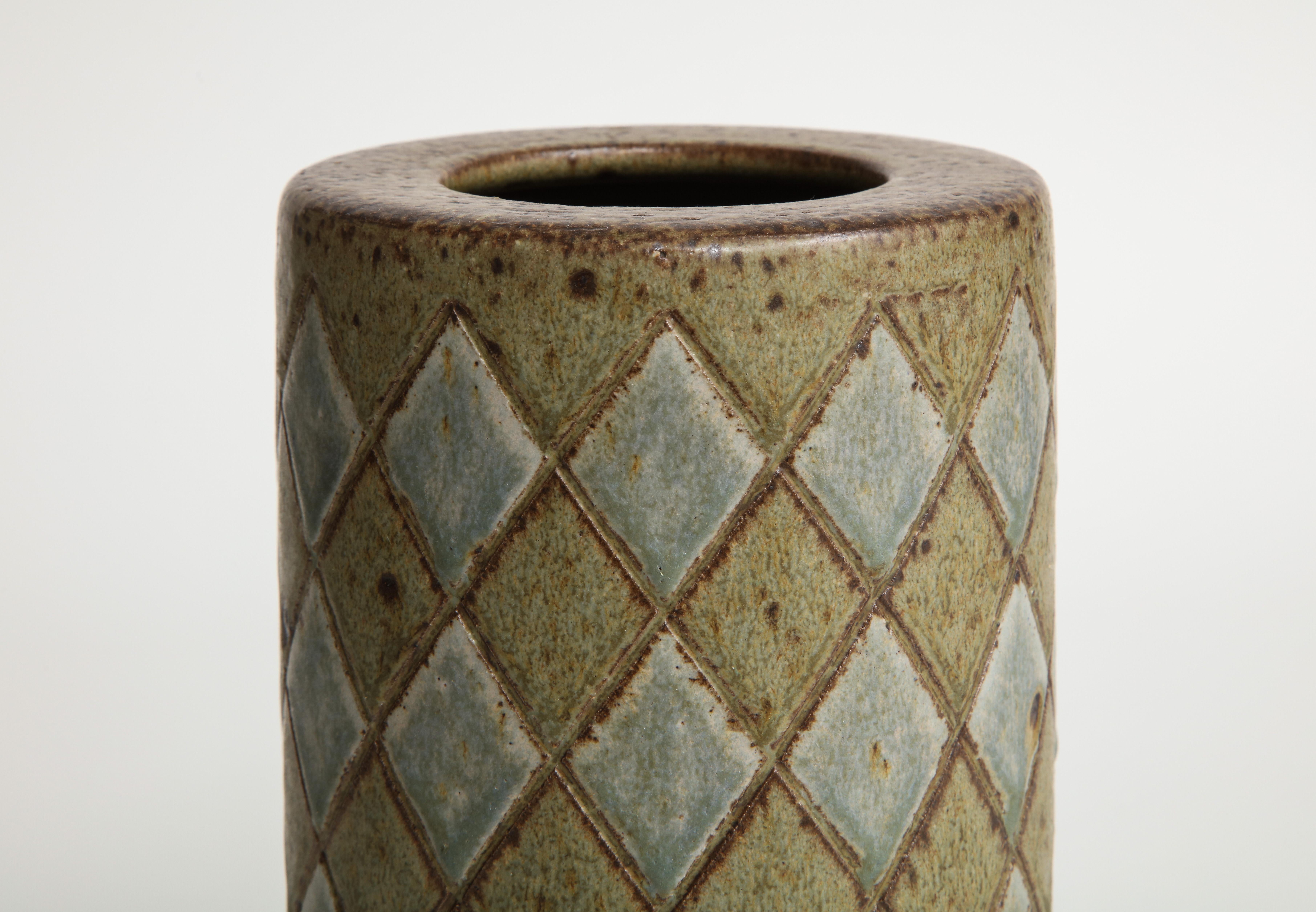 Palshus Denmark, Diamond Patterend Vase In Good Condition In New York, NY