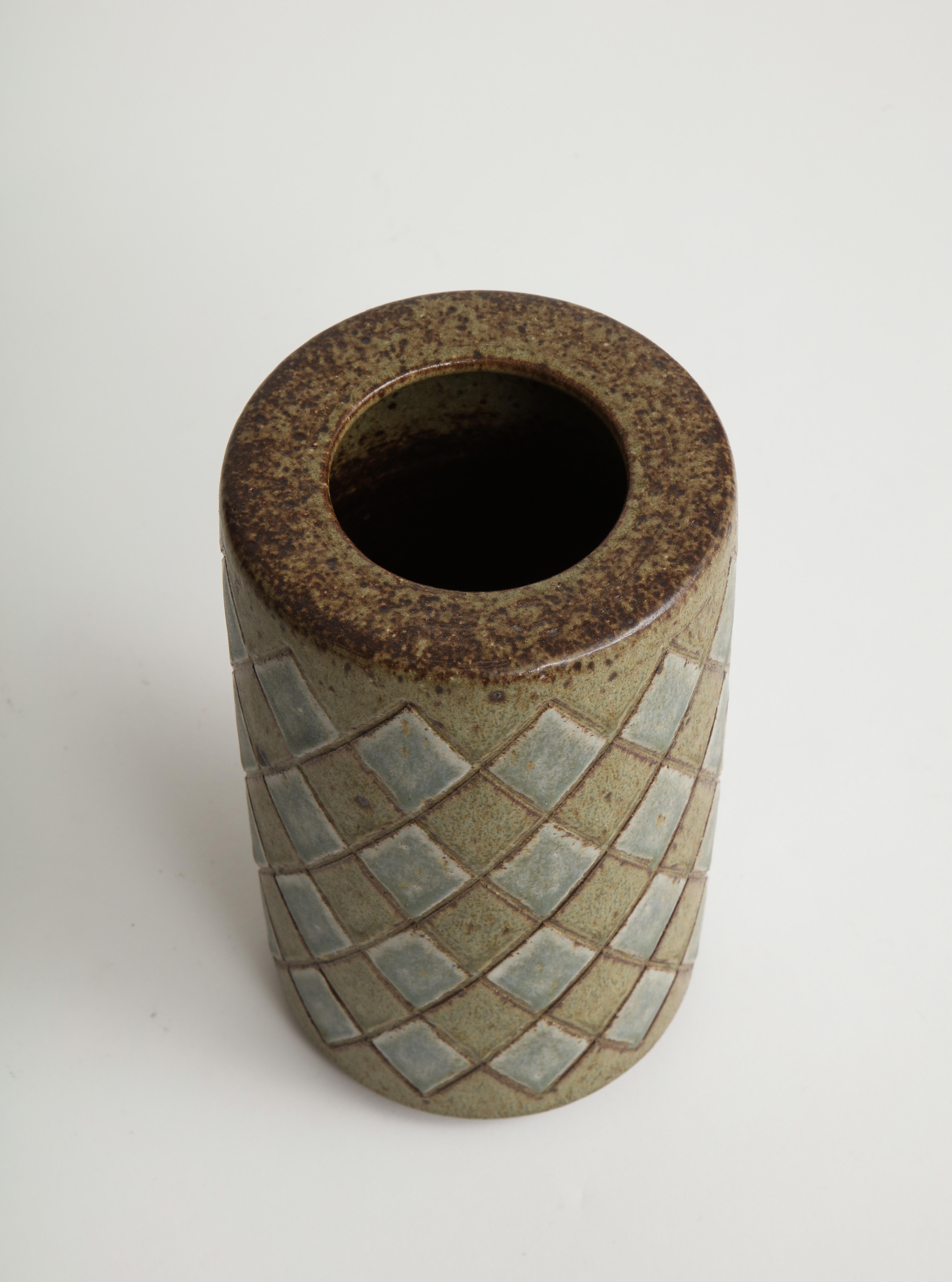 Mid-20th Century Palshus Denmark, Diamond Patterend Vase
