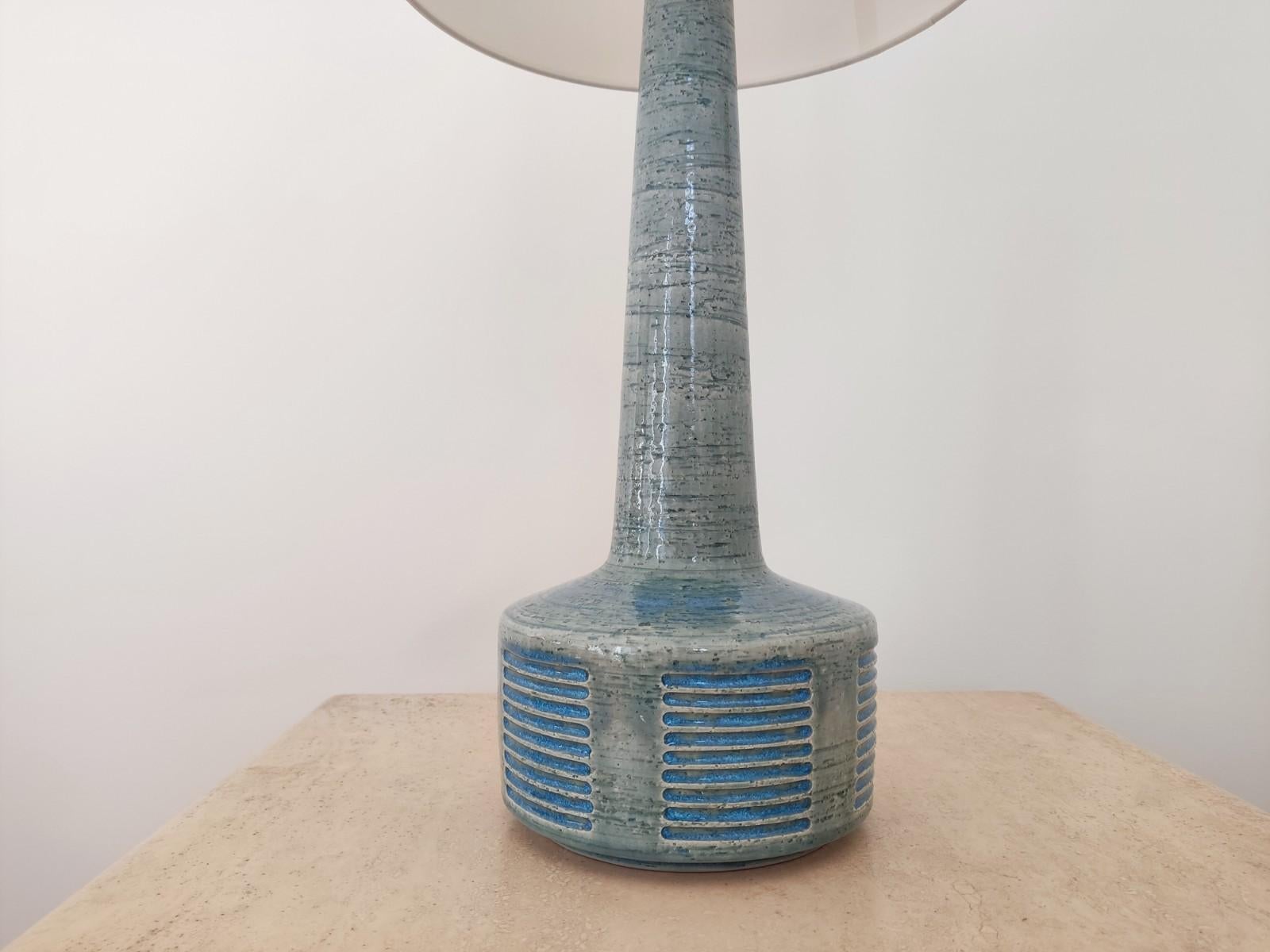 Rare Danish Palshus table lamp by Per Linnemann Schmidt. Palshus produces work that uses chamotte techniques. This lamp is considered in Denmark as the crown jewels.
The lampshade and electrical system are new.

Palshus Pottery was founded by