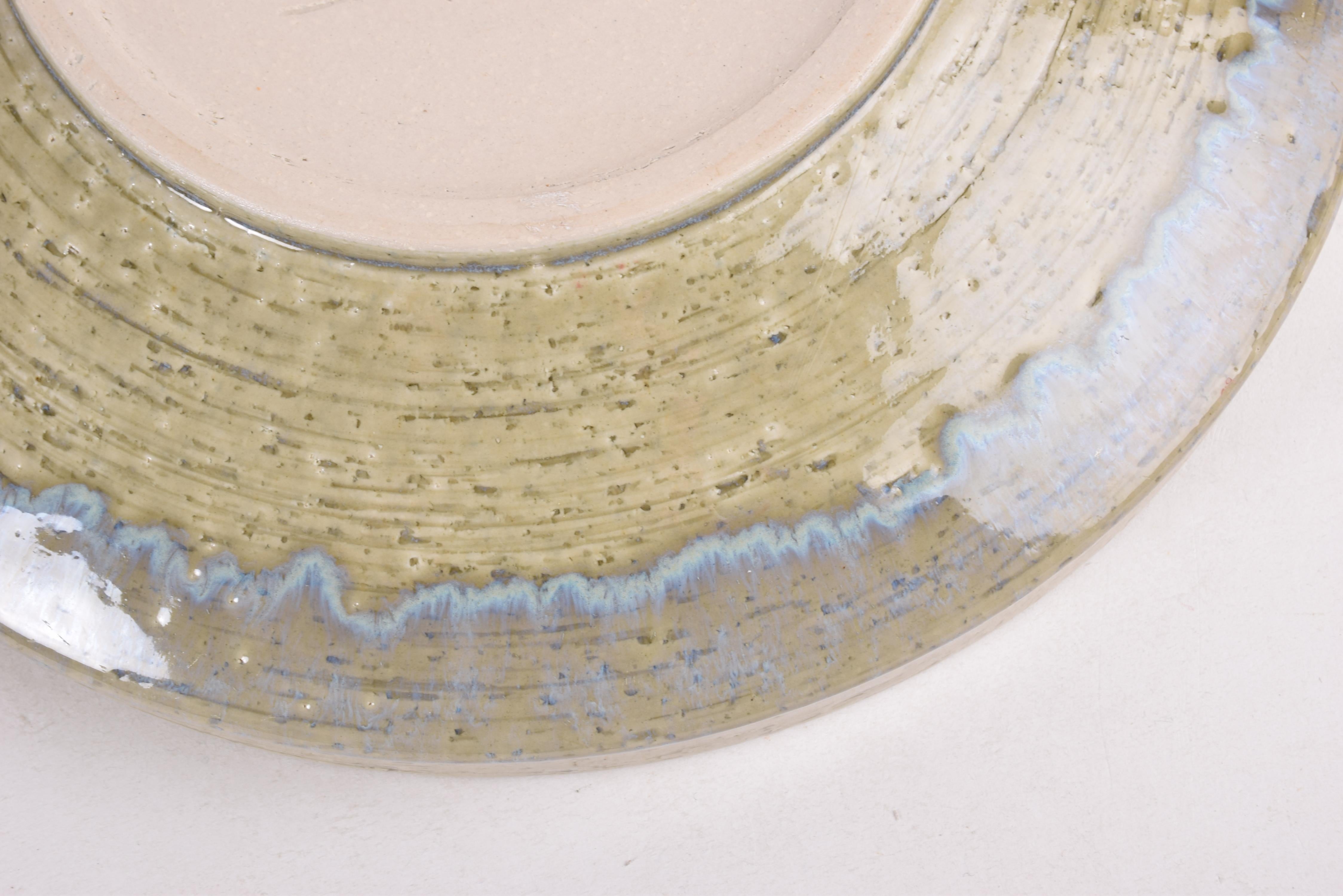 Palshus Large Ceramic Charger Green Blue by Per Linnemann-Schmidt, Danish 1960s  5