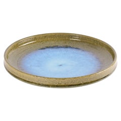 Palshus Großer Keramikteller in Moosgrün und Blau von Linnemann-Schmidt, Dänemark 1960er Jahre