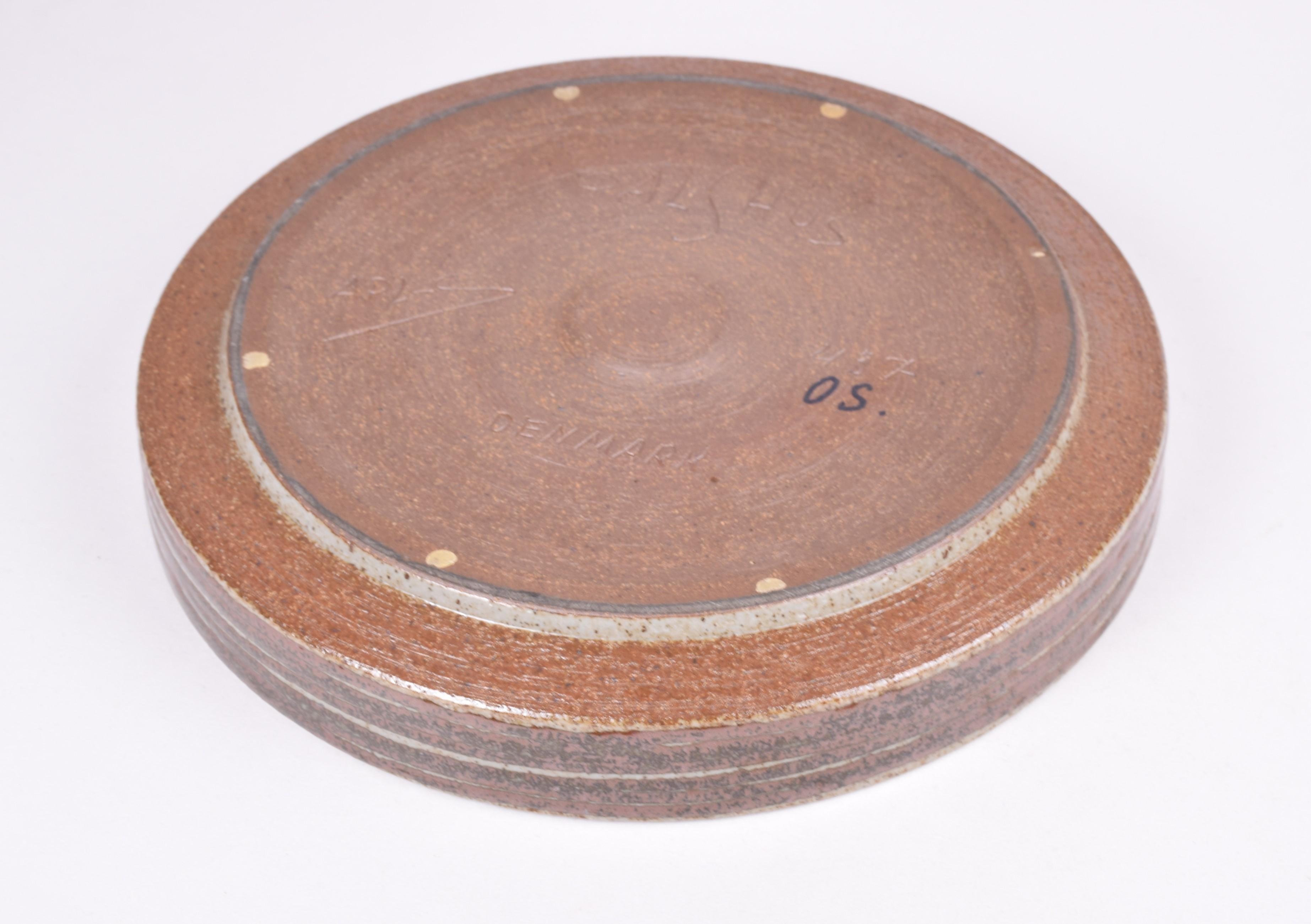 Palshus Large Ceramic Dish Bowl with Brown Beige Glaze, Danish Midcentury 1960s For Sale 5