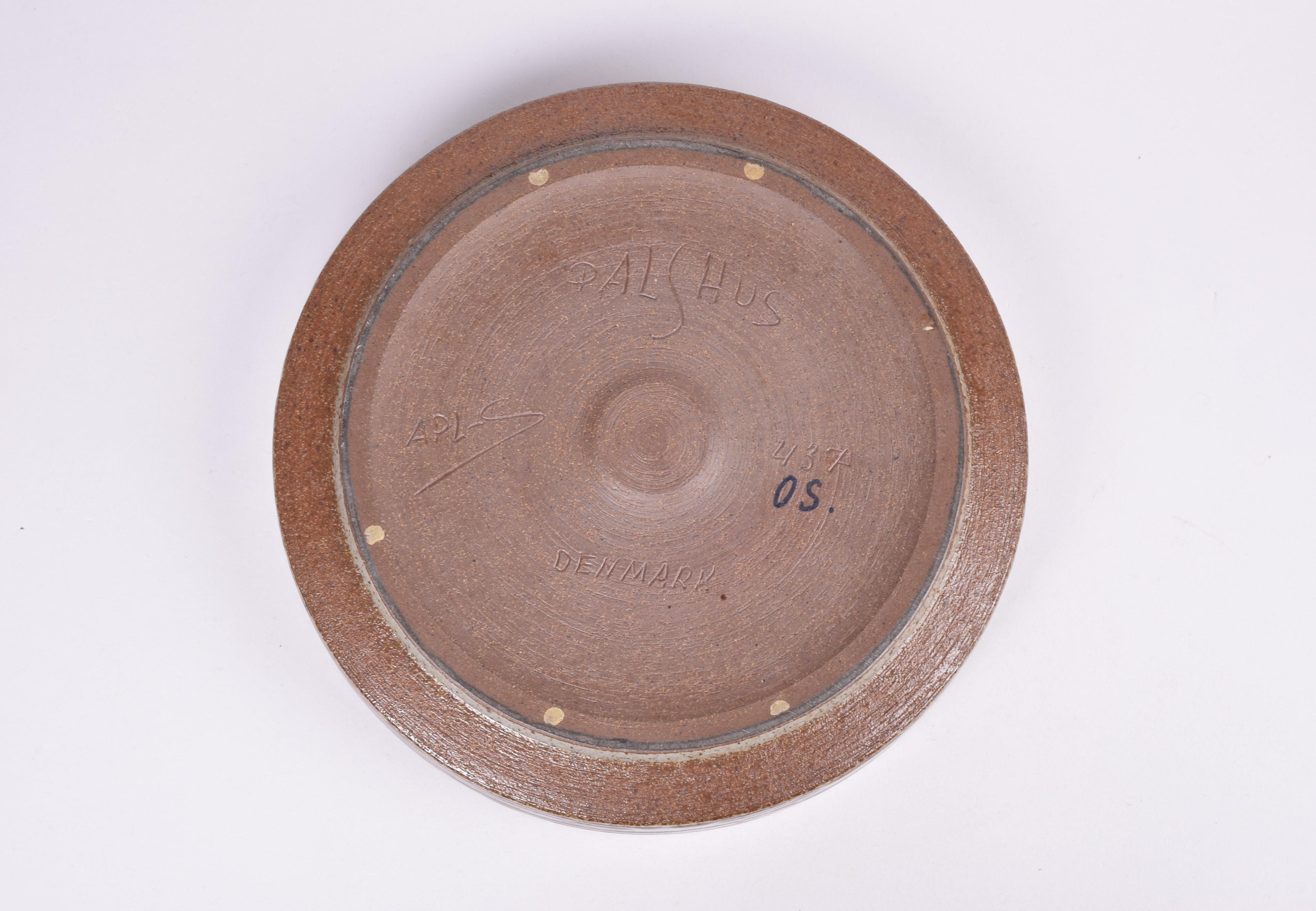 Palshus Large Ceramic Dish Bowl with Brown Beige Glaze, Danish Midcentury 1960s For Sale 6