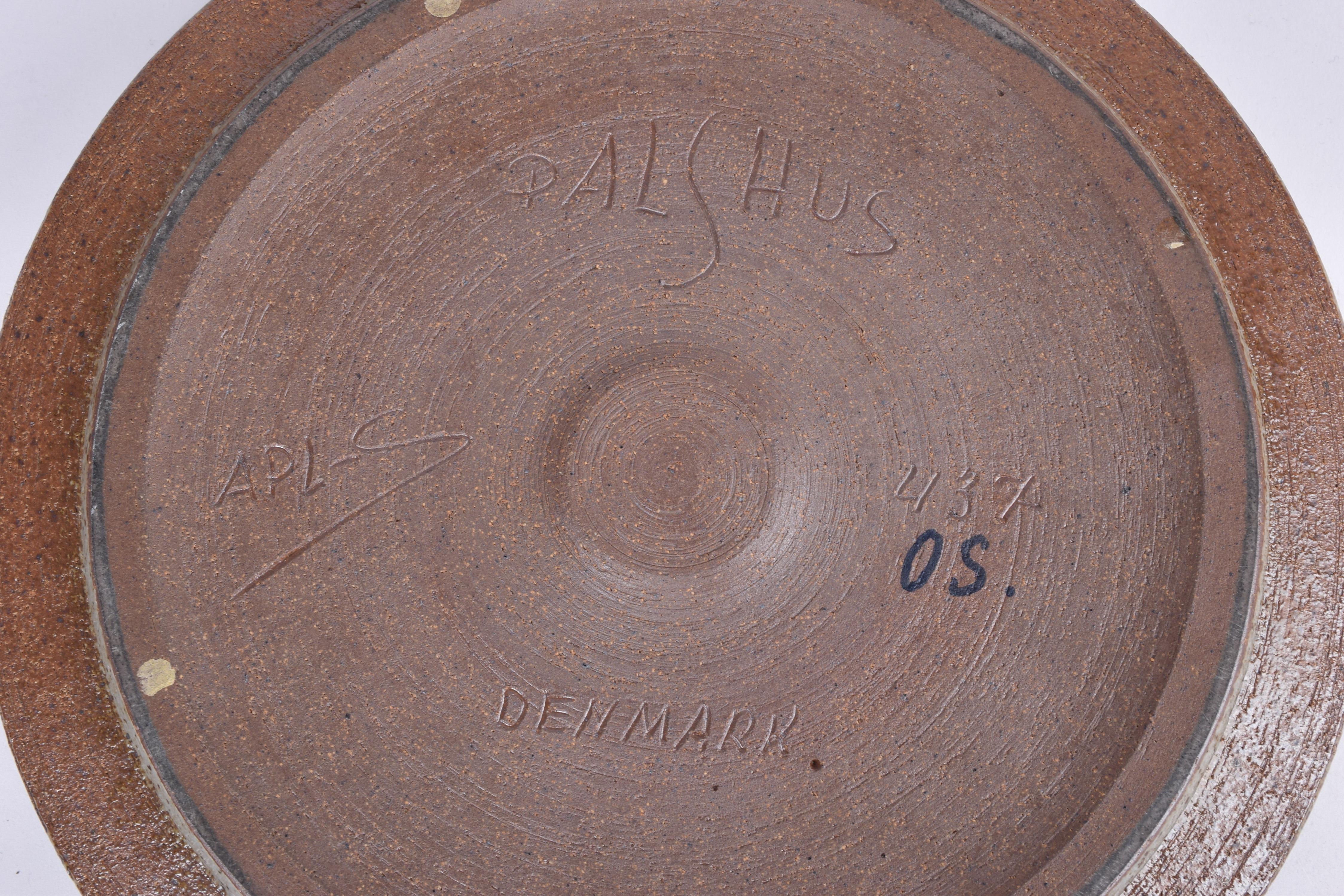Palshus Large Ceramic Dish Bowl with Brown Beige Glaze, Danish Midcentury 1960s For Sale 7