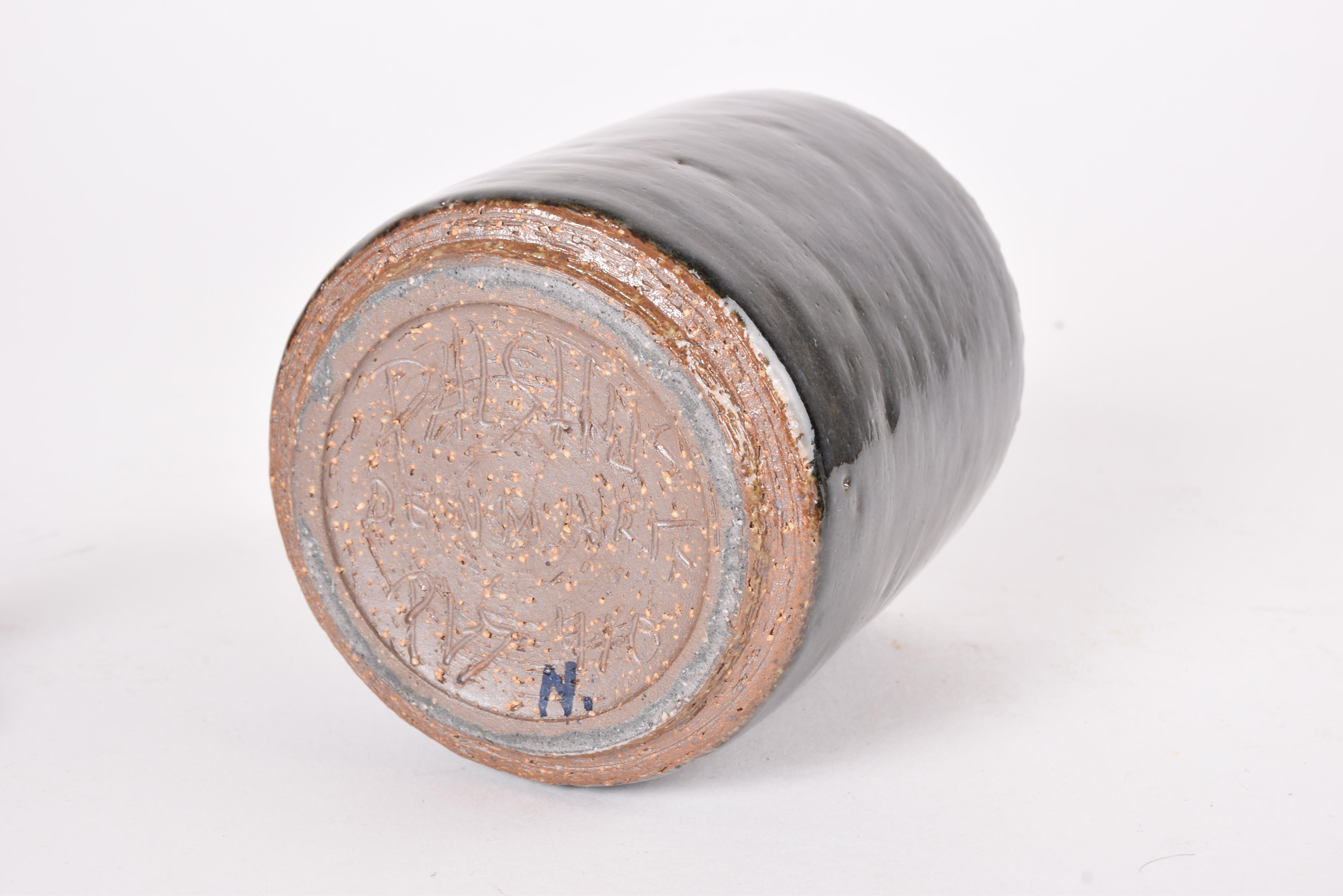 Jarra con tapa Palshus Esmalte azul oscuro de Per Linnemann-Schmidt Cerámica danesa 1960 en venta 2