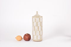 Palshus Tall Lidded Jar Beige White by Per Linnemann-Schmidt Danish Ceramic 1960