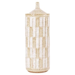 Barattolo con coperchio alto Palshus Beige White di Per Linnemann-Schmidt Ceramica danese 1960