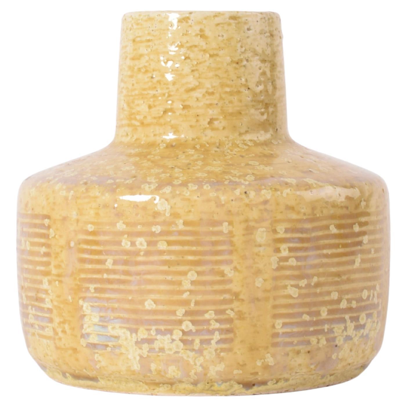 Palshus Vase Yellow Speckled Glaze, Danish Modern Ceramic 1960s For Sale