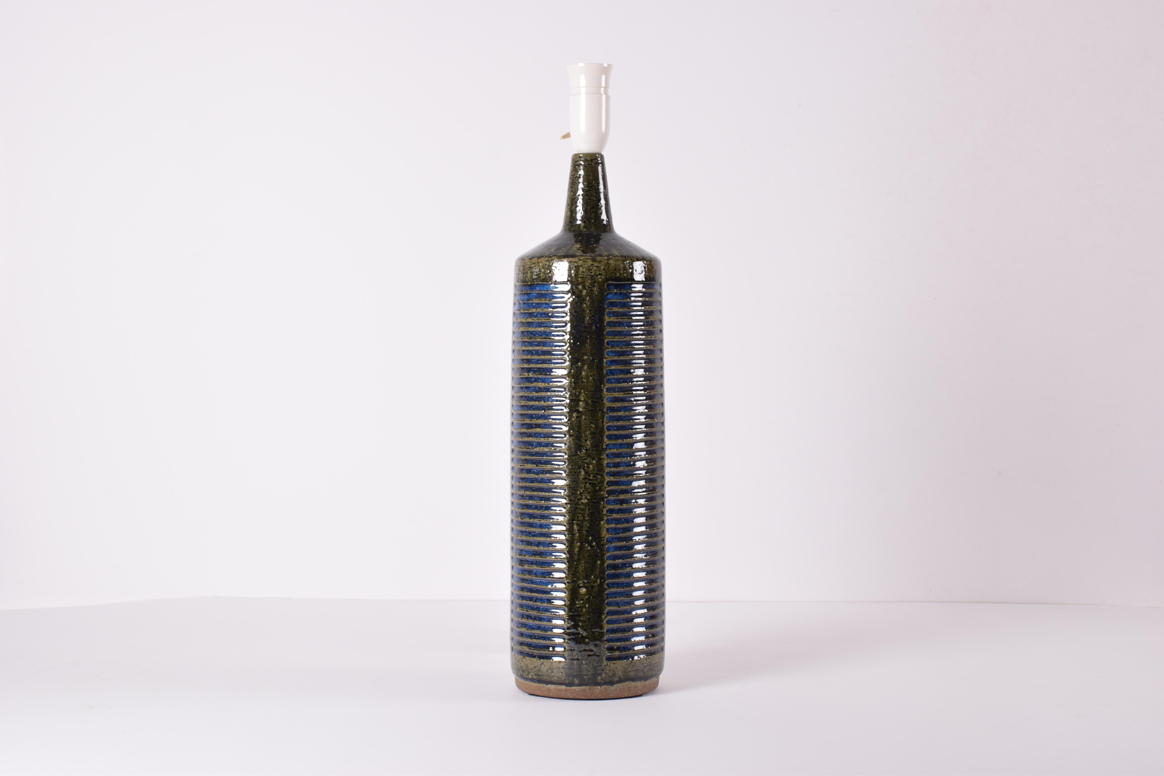 Palshus Very Tall Table Lamp Green and Blue Danish Midcentury Ceramic, 1960s In Good Condition In Silkeborg, Silkeborg