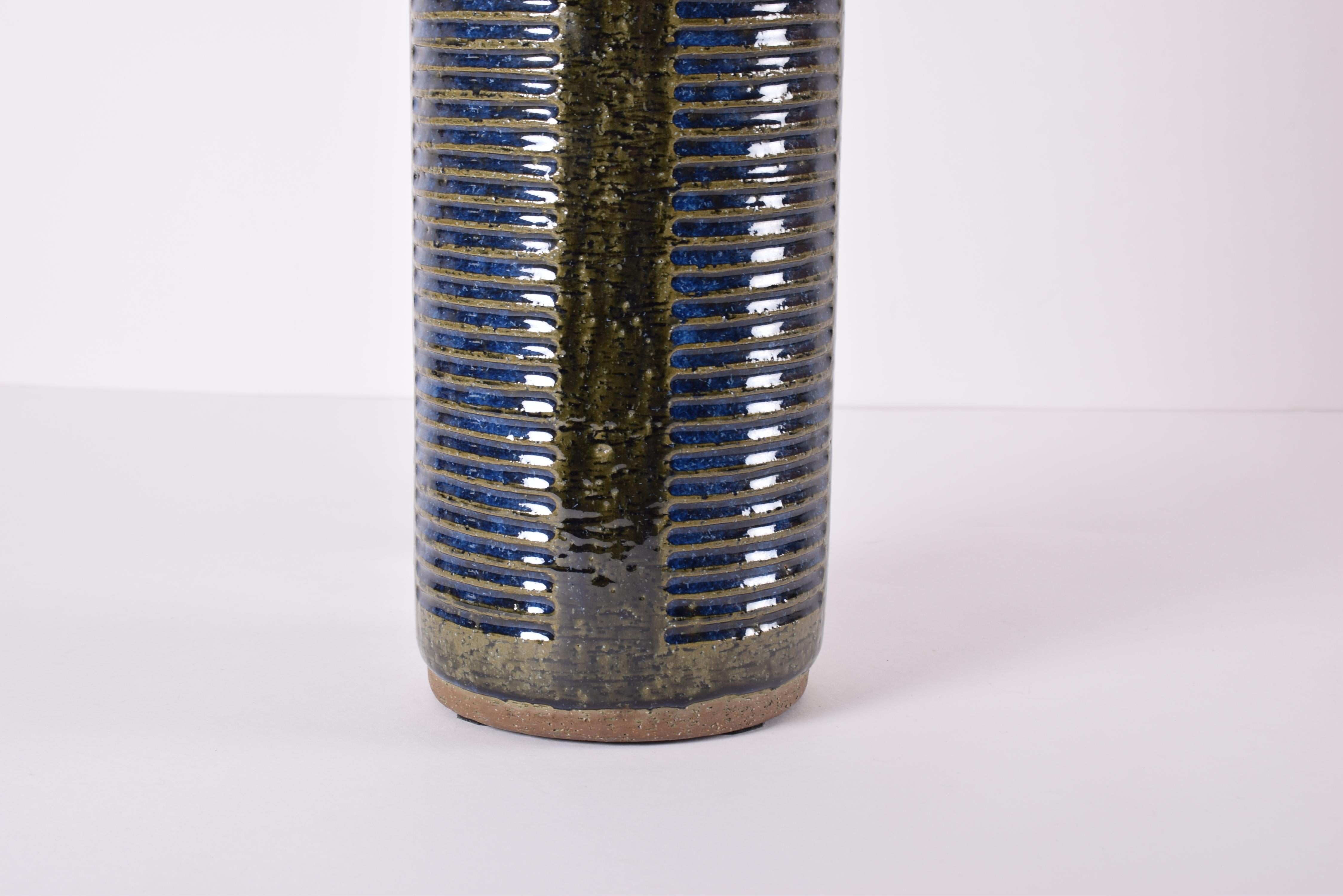 Palshus Very Tall Table Lamp Green and Blue Danish Midcentury Ceramic, 1960s 1