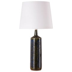 Palshus Very Tall Table Lamp Green and Blue Danish Midcentury Ceramic, 1960s