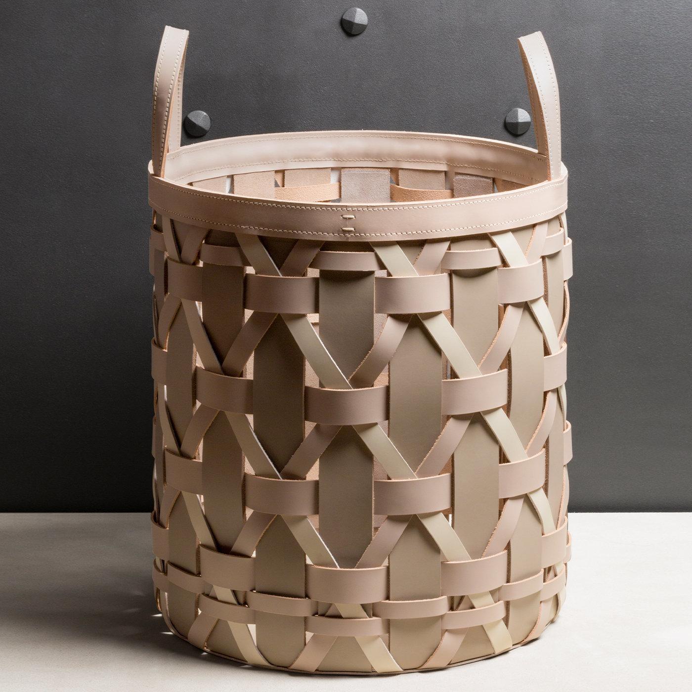 Italian Palù Tall Large Cream Storage Basket by Federica Biasi For Sale