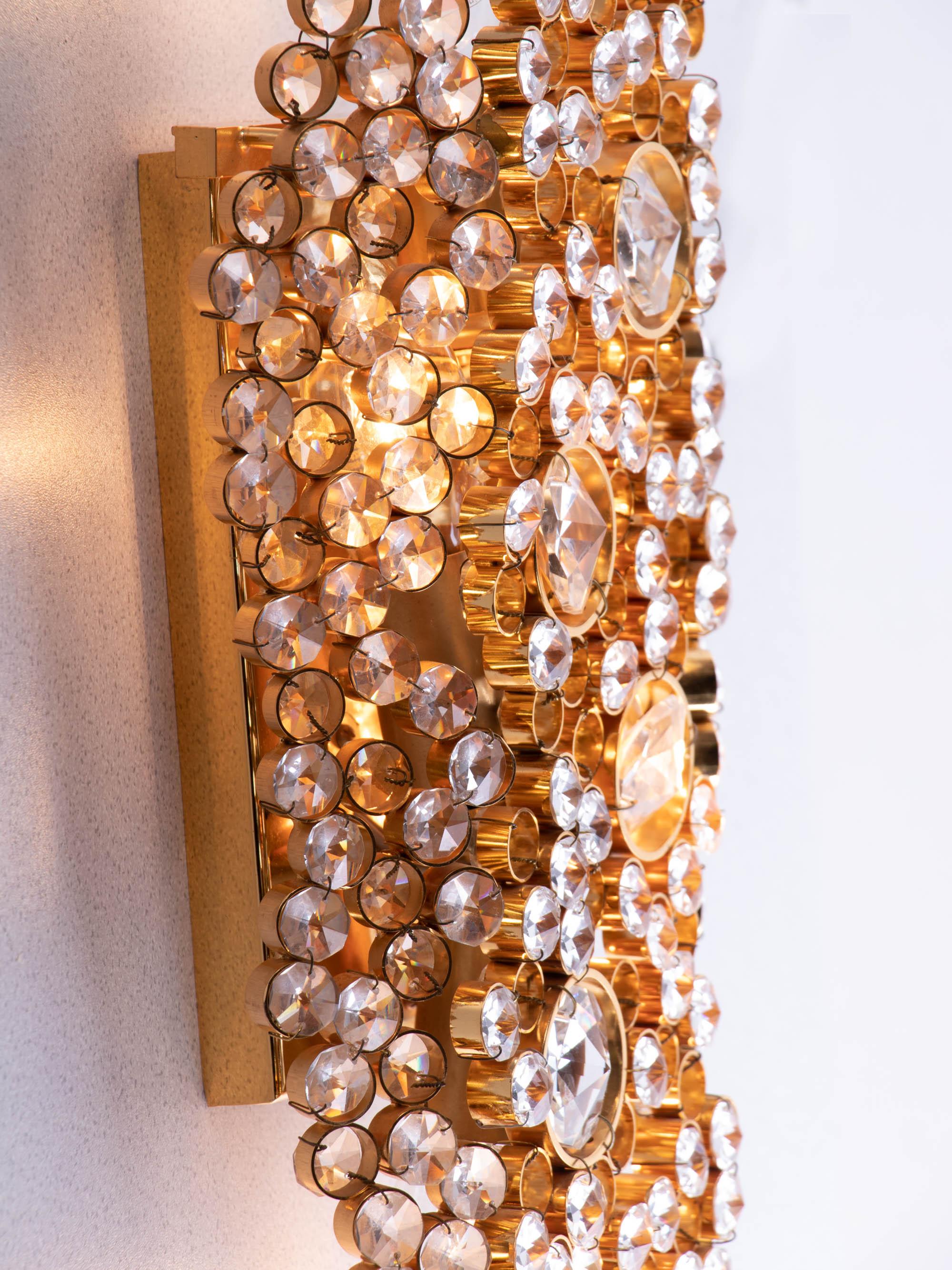 1970 Germany Plawa Bubble Wall Sconce Swarovski Crystal & 14k Gold-Plated Brass In Good Condition In Niederdorfelden, Hessen