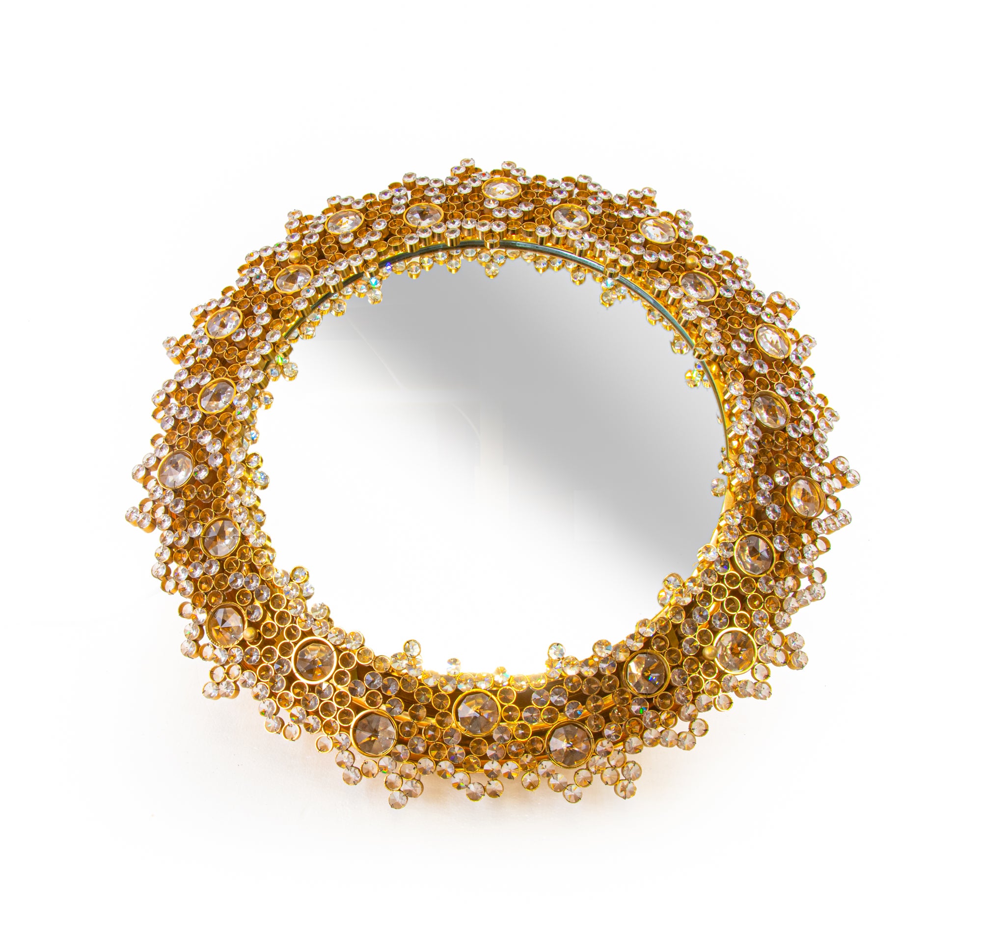 Palwa 27" Backlit Mirror with Swarovski Crystals & Gilded Brass, Germany 1960s