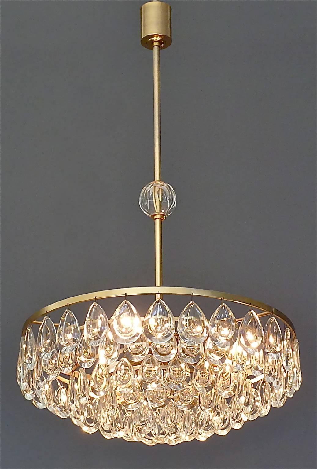 Midcentury Palwa Chandelier Faceted Crystal Glass Germany 1960s For Sale 4