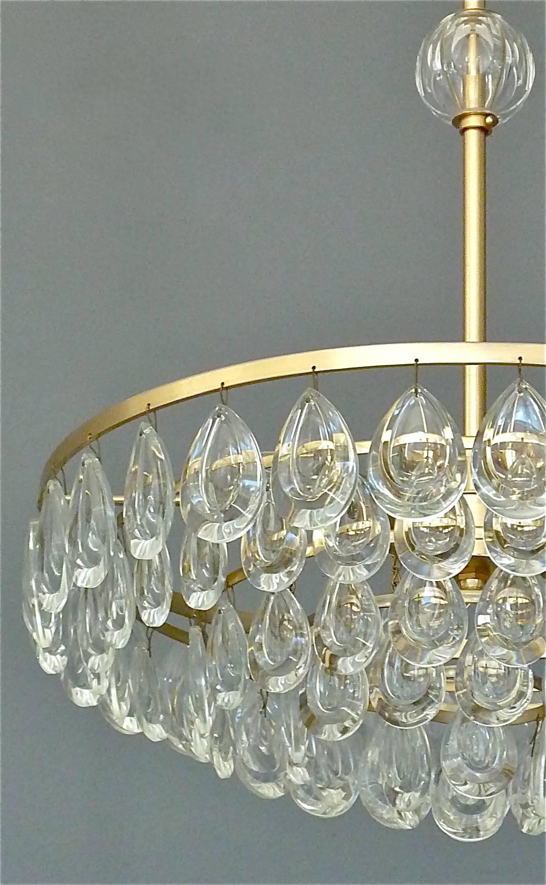 Mid-Century Modern Midcentury Palwa Chandelier Faceted Crystal Glass Germany 1960s For Sale