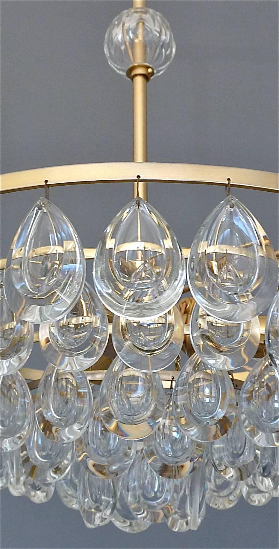 Mid-20th Century Midcentury Palwa Chandelier Faceted Crystal Glass Germany 1960s For Sale