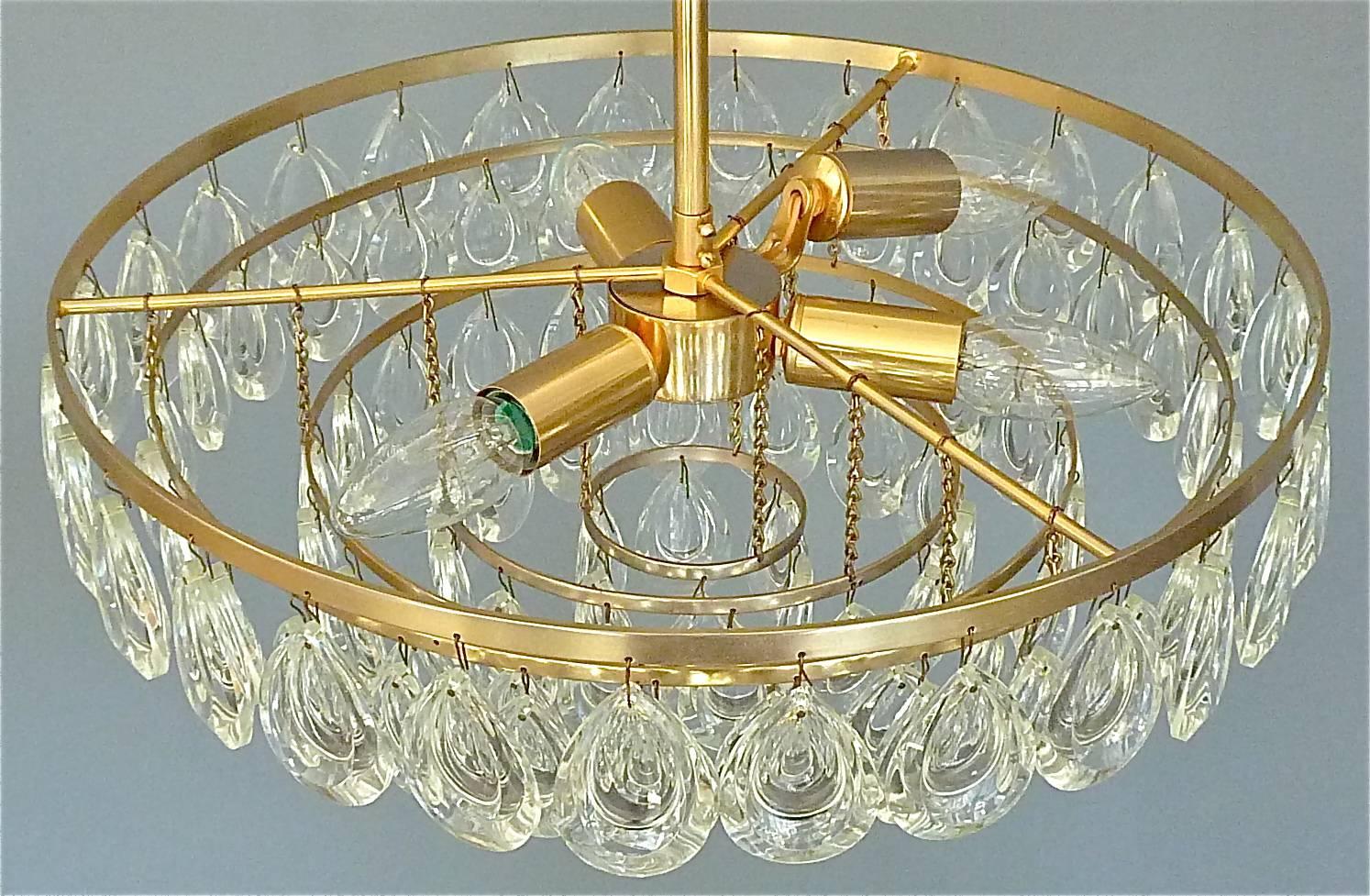 Midcentury Palwa Chandelier Faceted Crystal Glass Germany 1960s For Sale 2