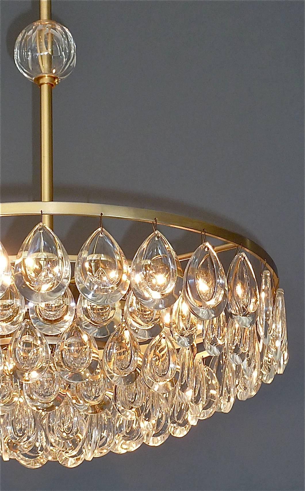 Midcentury Palwa Chandelier Faceted Crystal Glass Germany 1960s For Sale 3