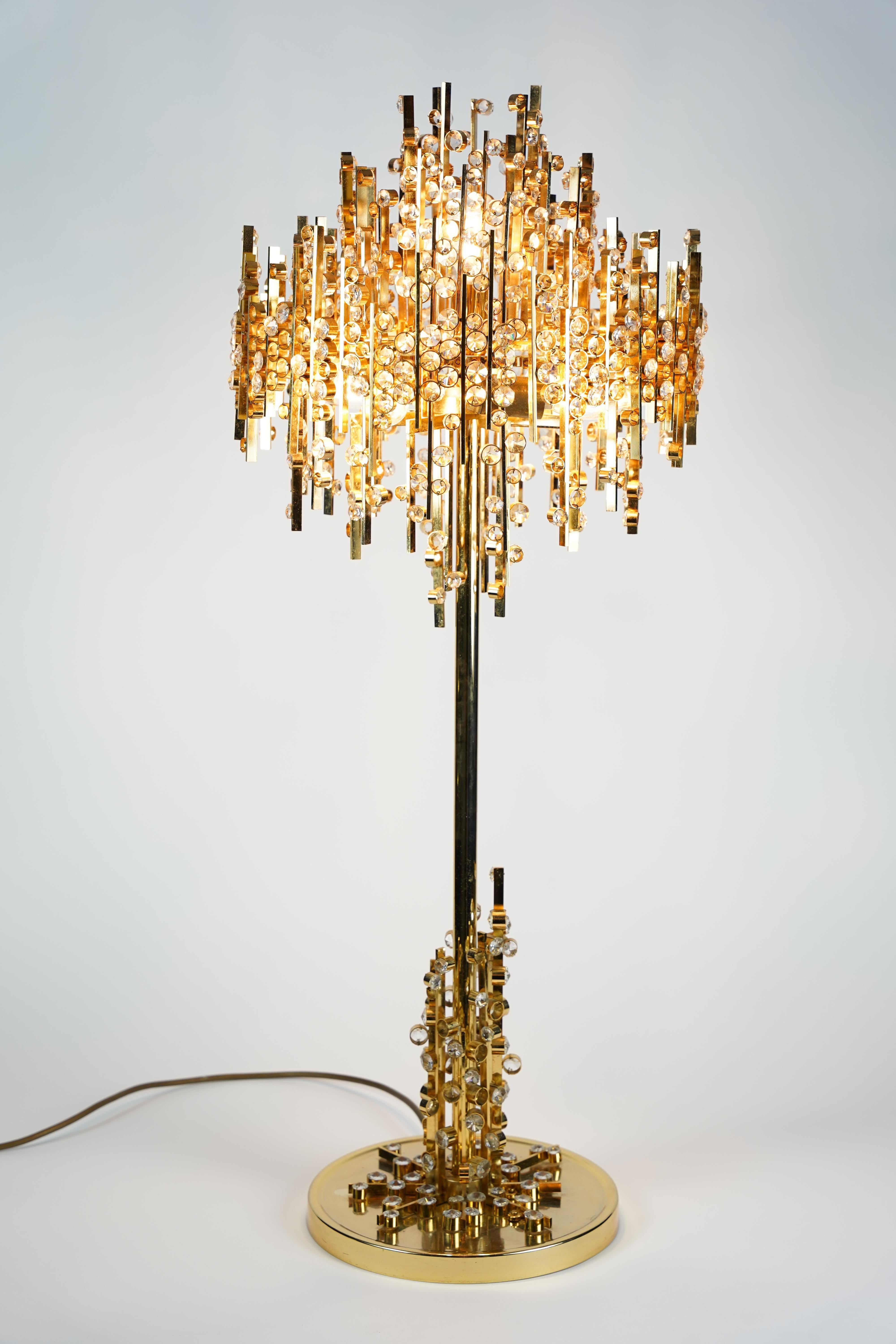 Mid-Century Modern Lampe Palwa avec cristal taillé, Autriche 1970 en vente