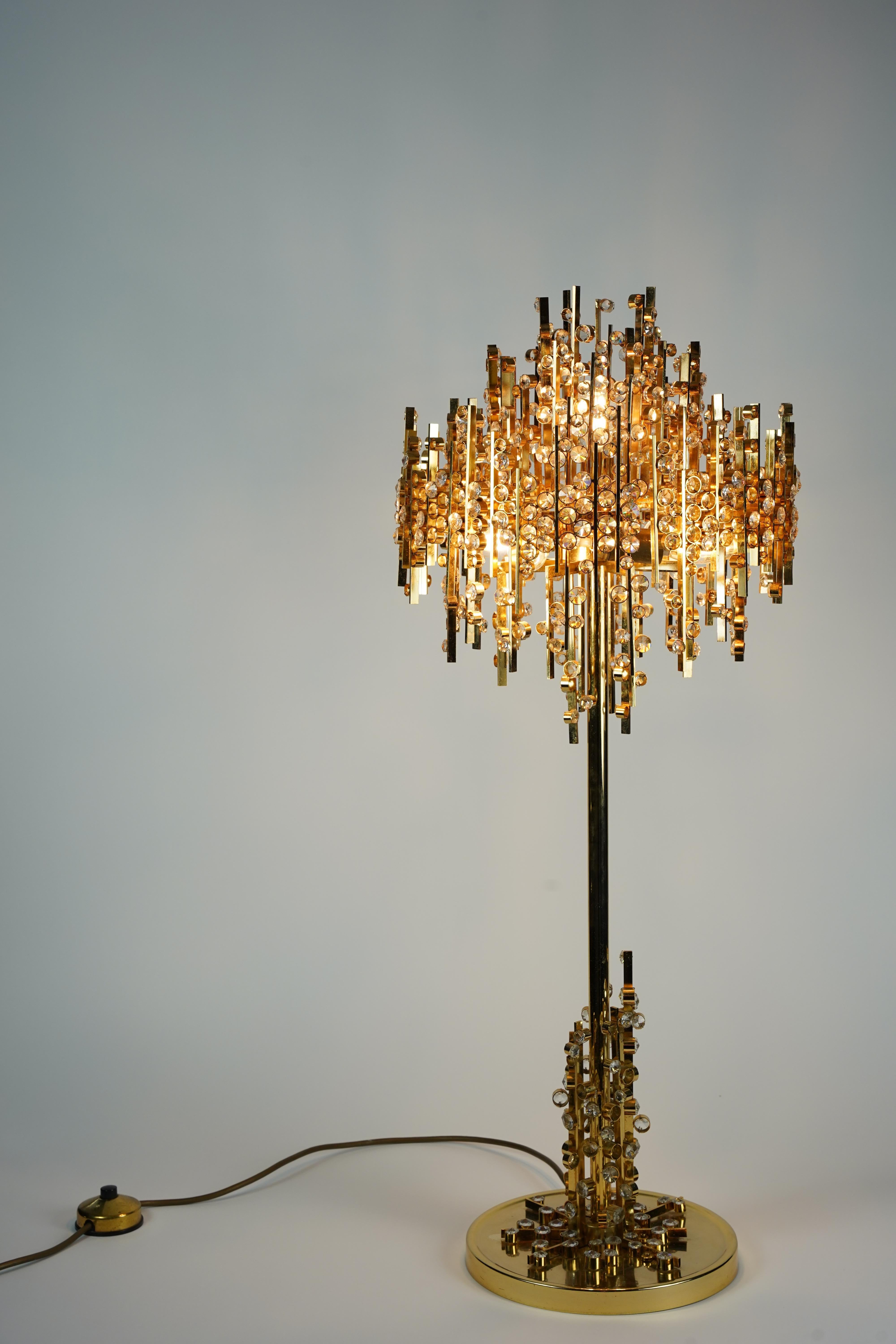 20ième siècle Lampe Palwa avec cristal taillé, Autriche 1970 en vente