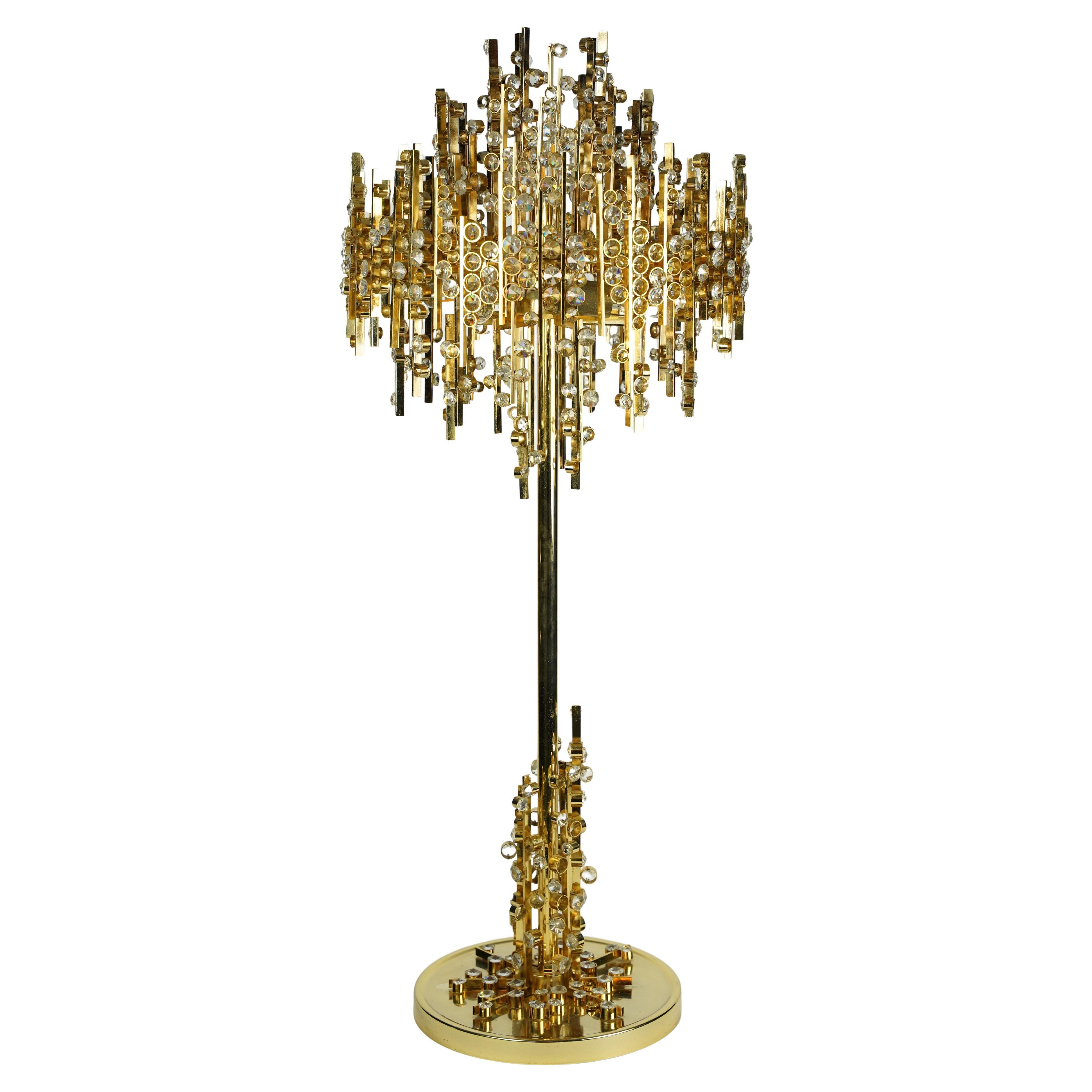 Palwa-Messinglampe mit geschliffenem Kristall, Österreich 1970