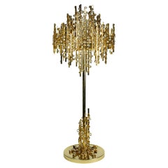 Palwa brass lamp with cut crystal, Austria 1970