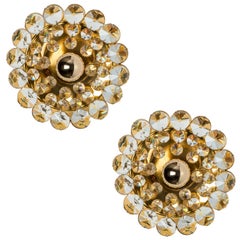 Palwa Brass With Crystal Stones Flush Mount, Germany 1970