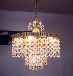 Palwa Bubbles Chandelier Crystal & Gilt Brass by Ernst Palme, Germany, 1960s