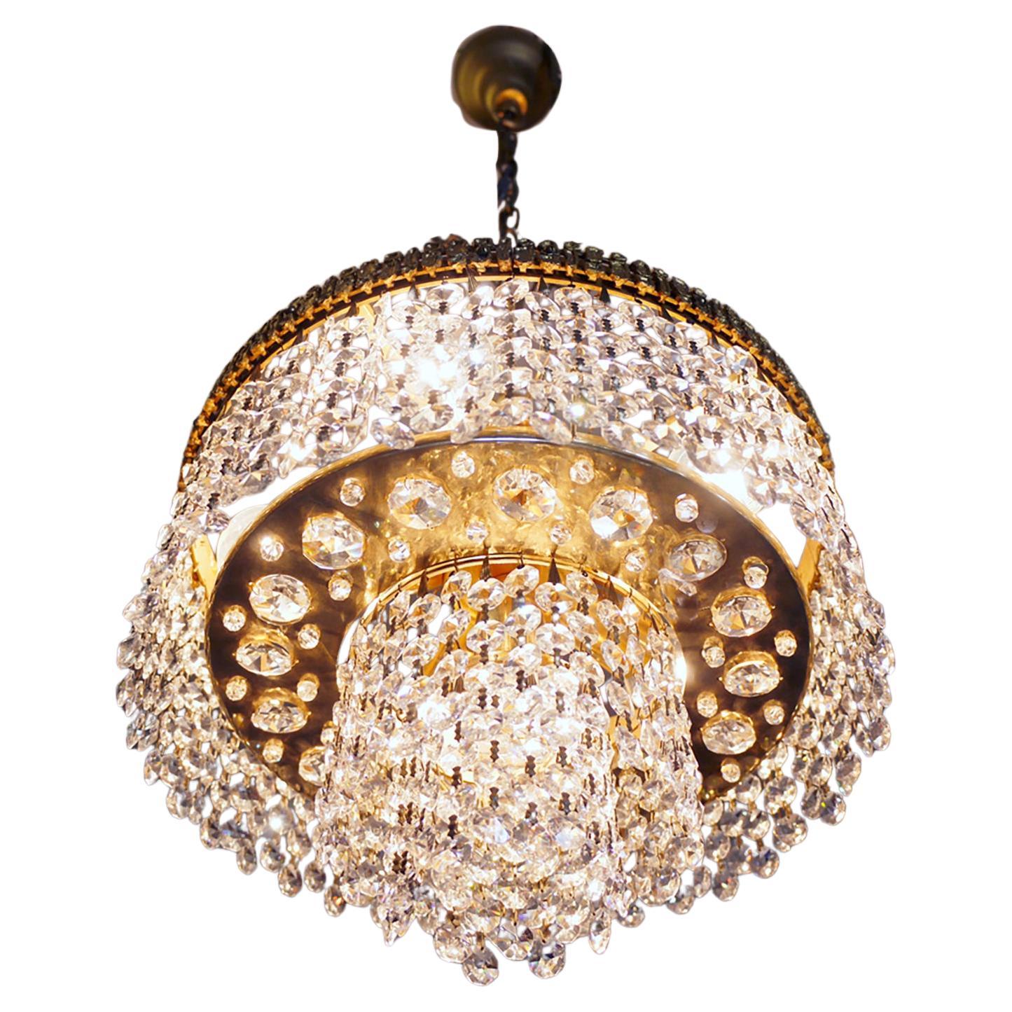 Lustre Palwa Bubbles en cristal et laiton doré par Ernst Palme, Allemagne, années 1960 en vente