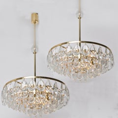 Palwa Chandelier, Gilded Brass and Faceted Crystal, 1960s