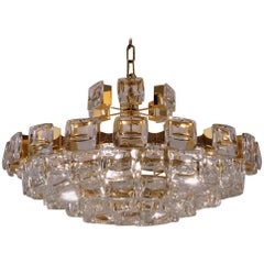 Palwa Chandelier, Gold Plate and 101 Optical Crystals, circa 1970s, German