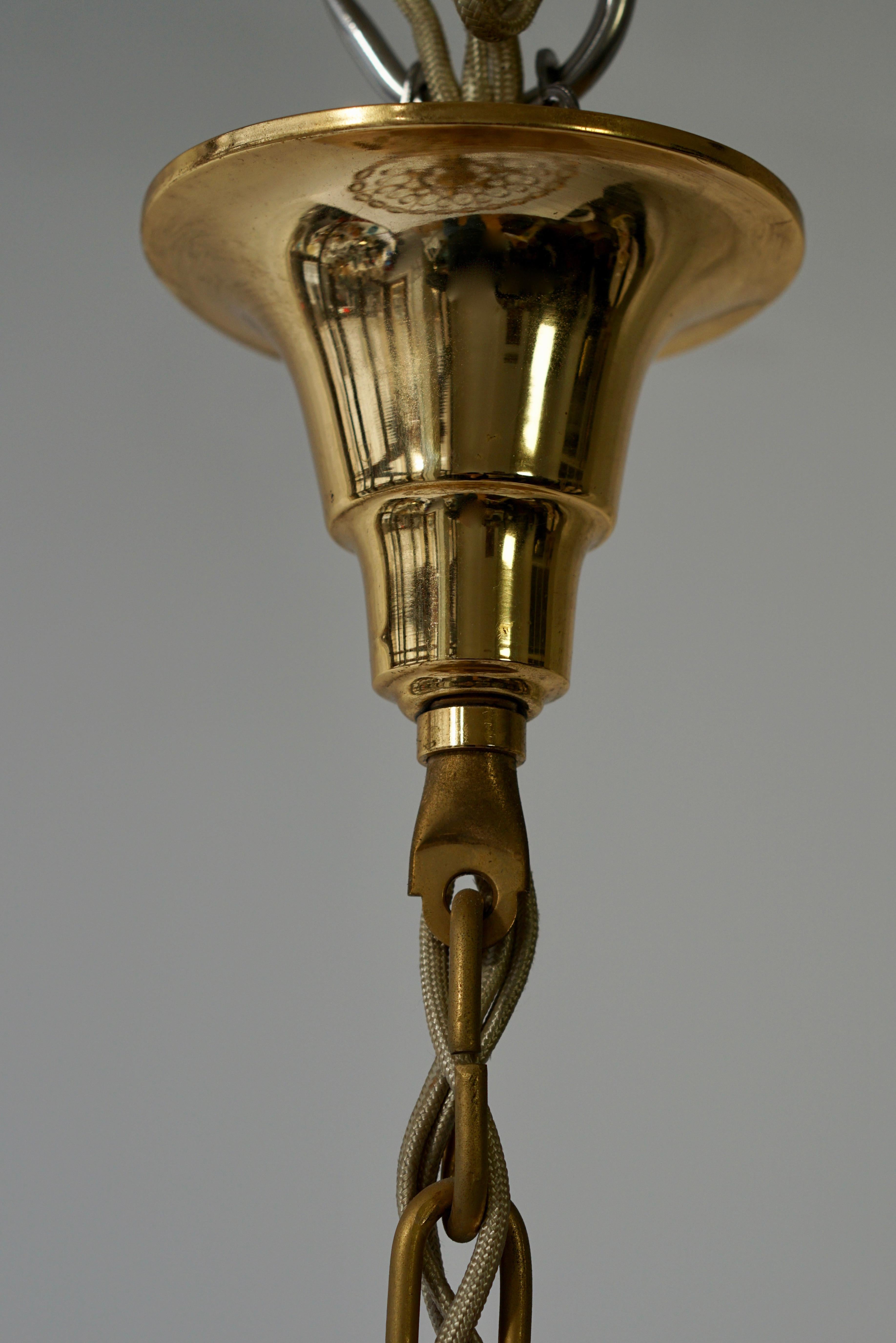 Palwa Chandelier or Pendant Light, Gilt Brass and Crystal Glass, 1970 For Sale 10