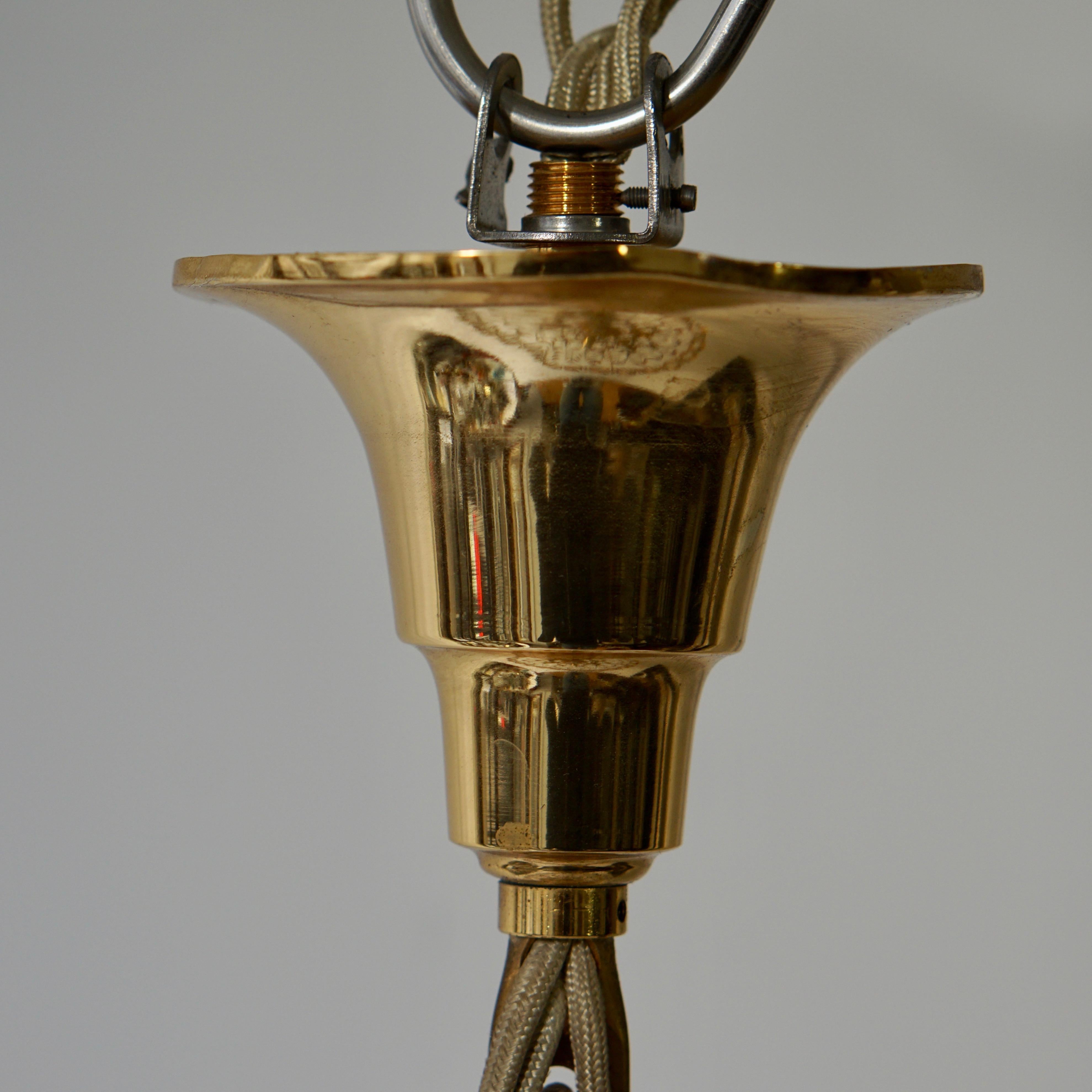 Lustre ou lampe à suspension Palwa, laiton doré et verre de cristal, 1970 en vente 10