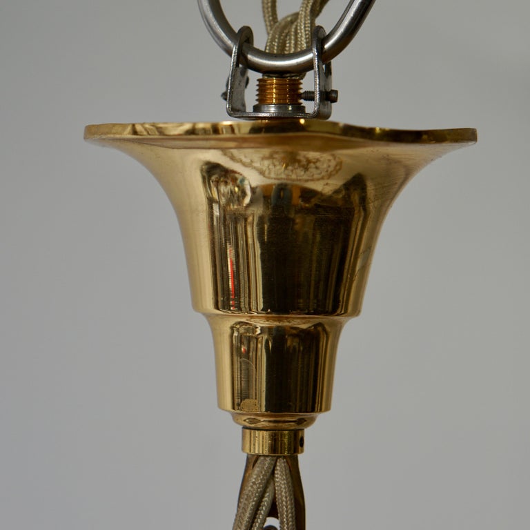 Palwa Chandelier or Pendant Light, Gilt Brass and Crystal Glass, 1970 For Sale 12