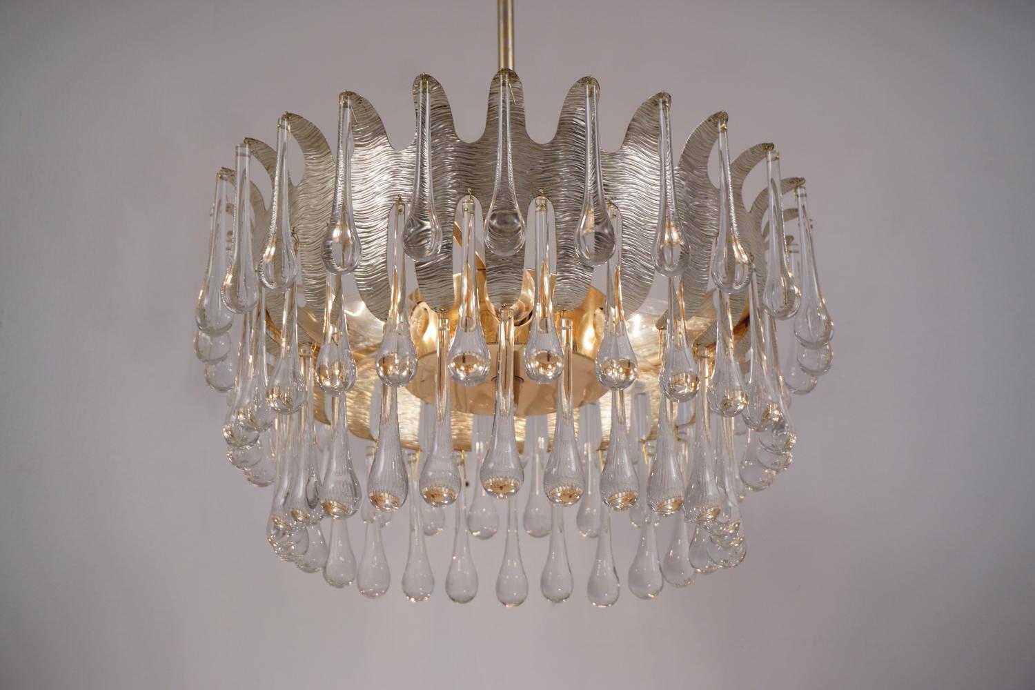 Palwa Chandelier Silver Plated & Crystal, Possibly by Ernst Palme, 1960s, German For Sale 2