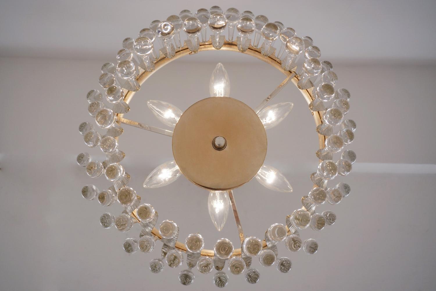 Palwa Chandelier Silver Plated & Crystal, Possibly by Ernst Palme, 1960s, German For Sale 3