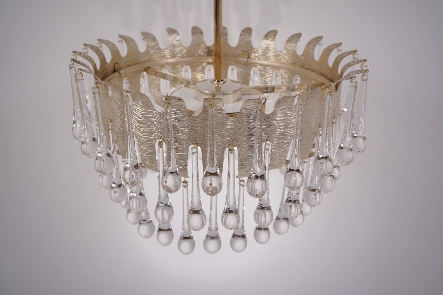 Palwa Chandelier Silver Plated & Crystal, Possibly by Ernst Palme, 1960s, German For Sale 4